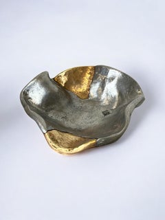 Brutalist Centerpiece Tray by Art3, Brass and Aluminum, Spain, 1980s