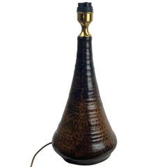 Brutalist Ceramic and Brass Table Lamp Mushroom Shade, Germany, 1960s