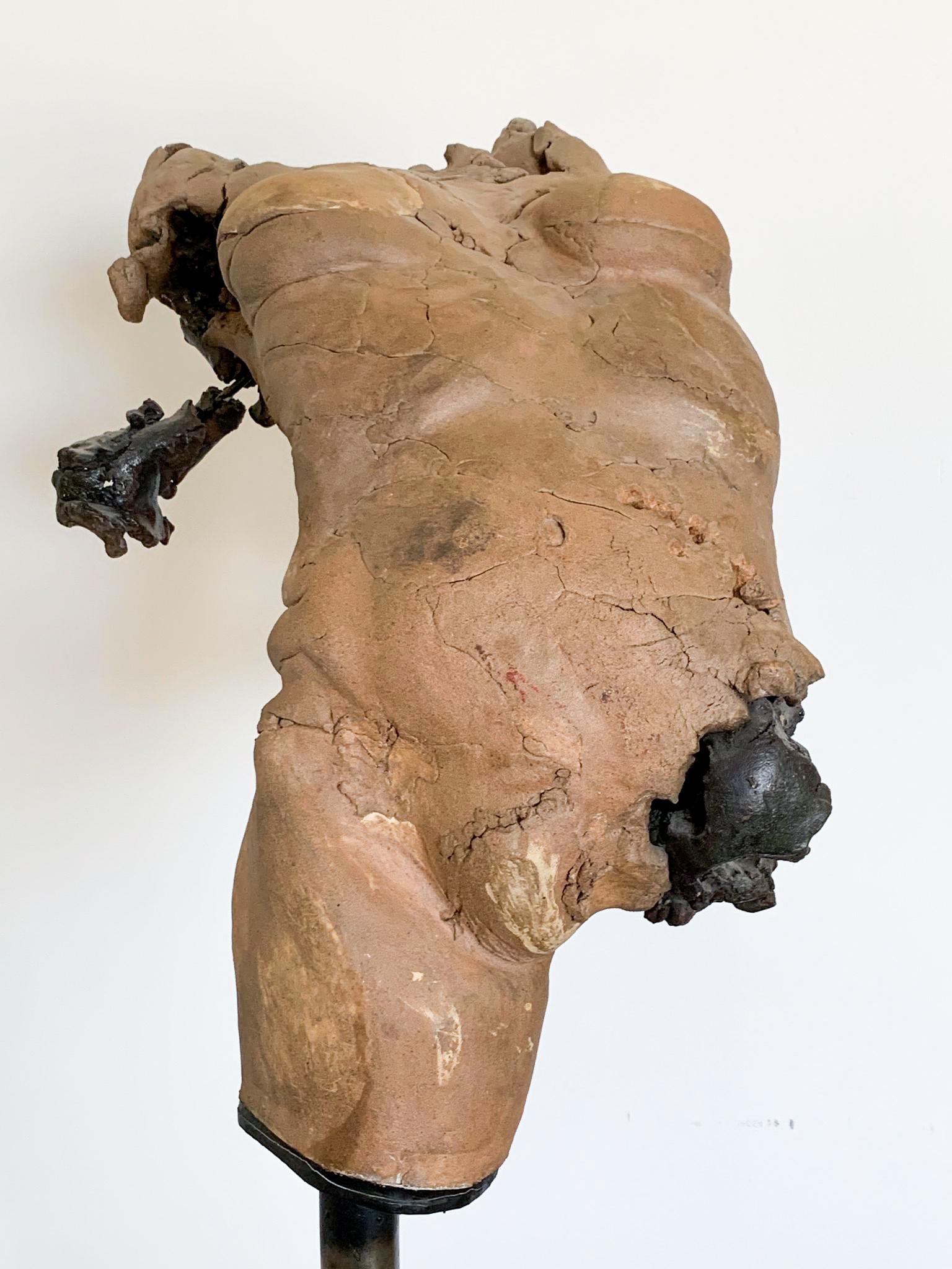 Brutalistische Frauenbüste aus Keramik und Bronze 