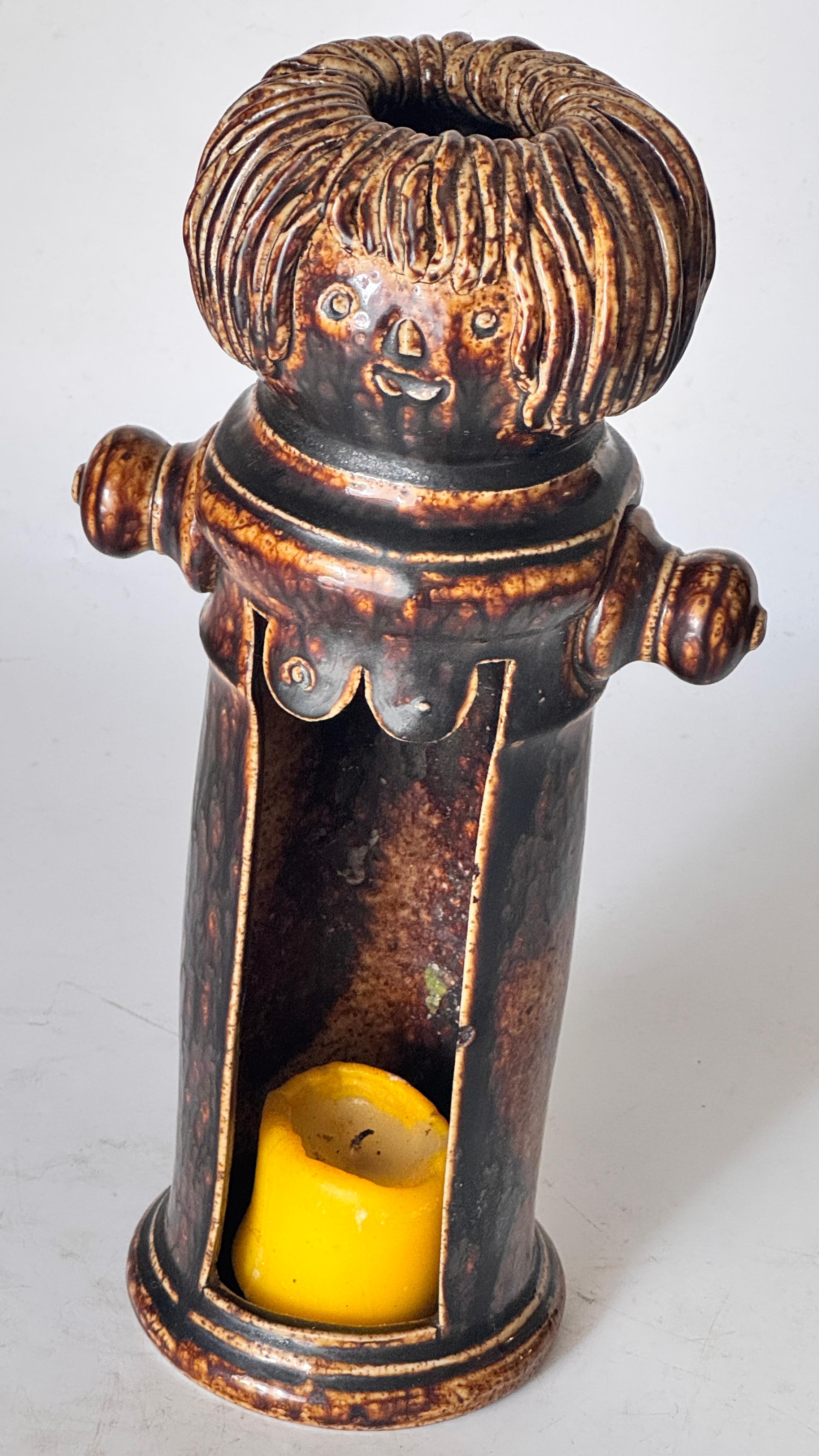 Brutalistischer Keramik-Kerzenhalter - Frankreich, 1960er Jahre (Französisch) im Angebot