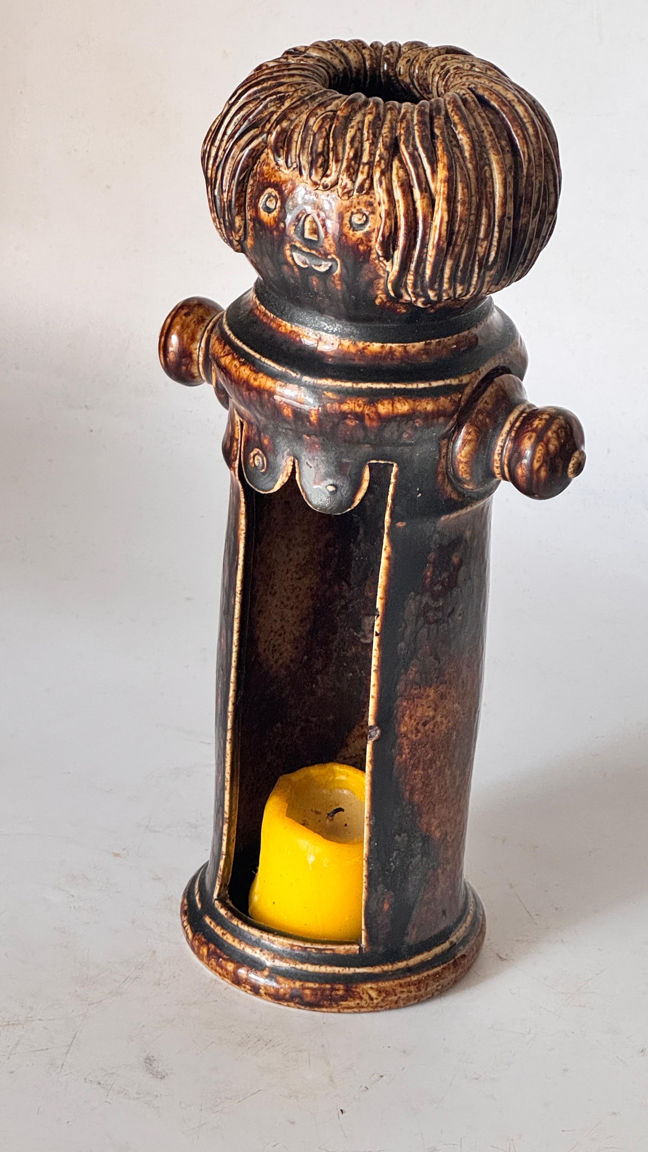 Brutalistischer Keramik-Kerzenhalter - Frankreich, 1960er Jahre (Mitte des 20. Jahrhunderts) im Angebot