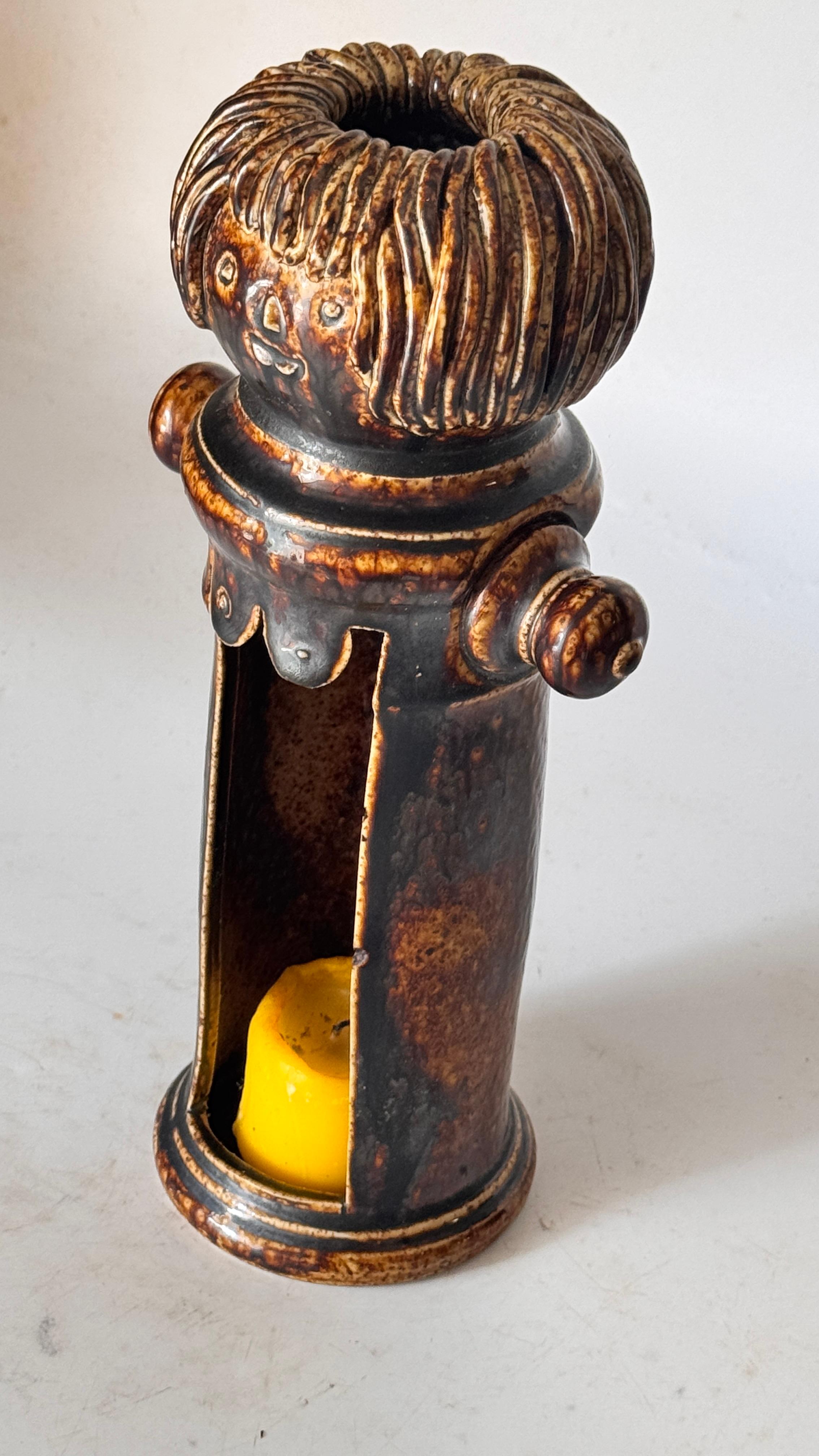 Brutalistischer Keramik-Kerzenhalter - Frankreich, 1960er Jahre im Angebot 2