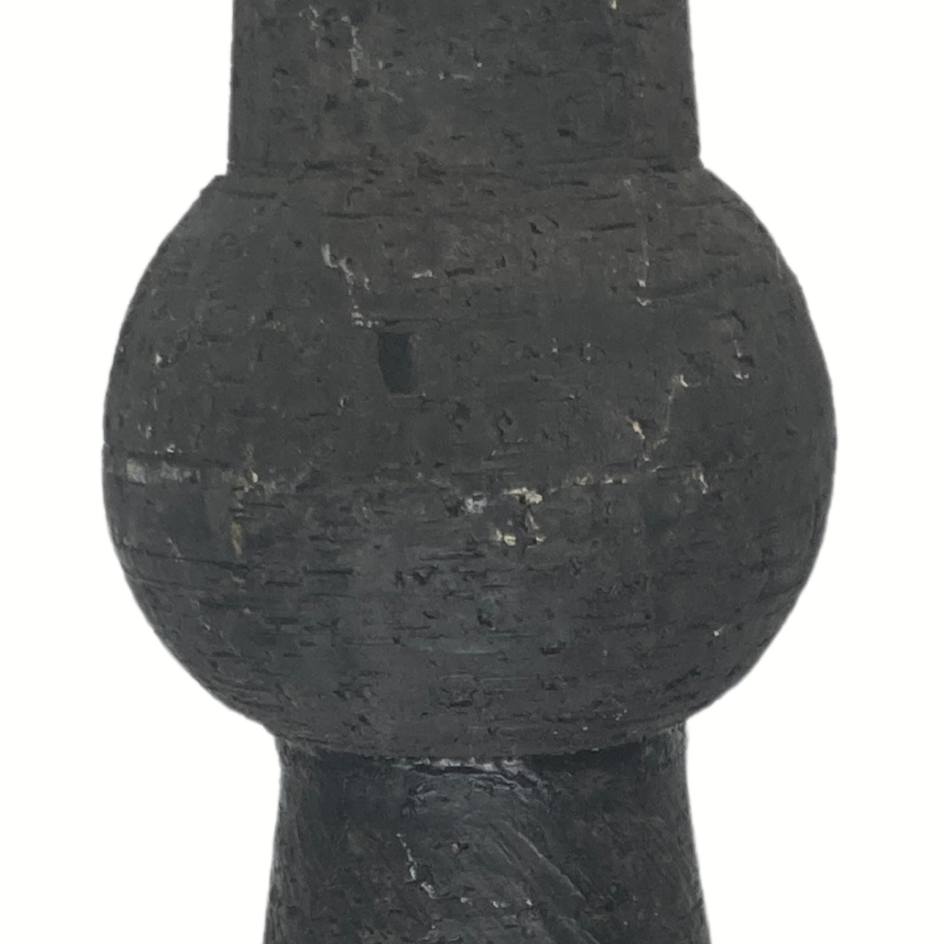 Brutalist ceramic floor lamp with bouclé shade, Dutch 1960s 3