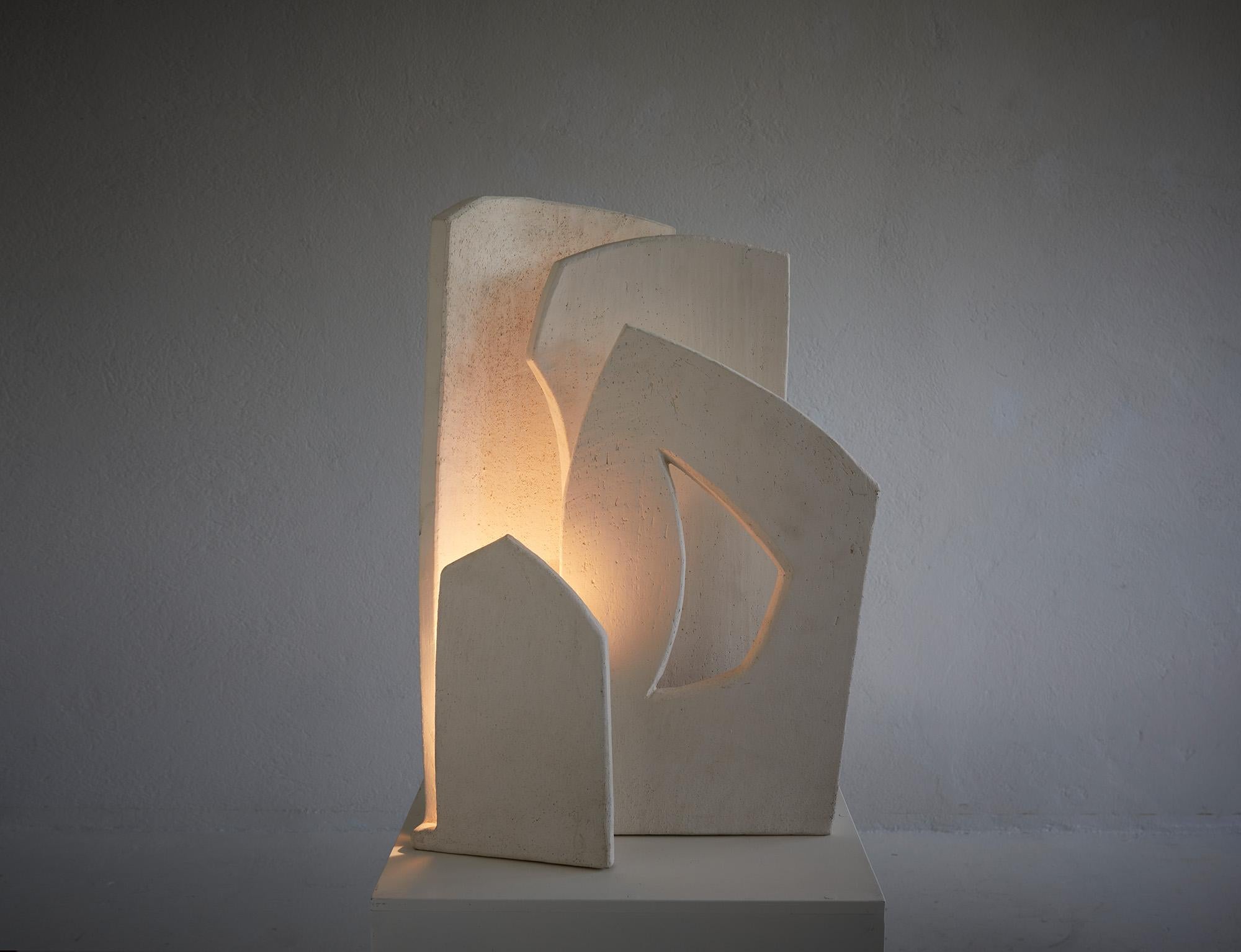 French Brutalist ceramic lighting sculpture, France 1970-1980 For Sale