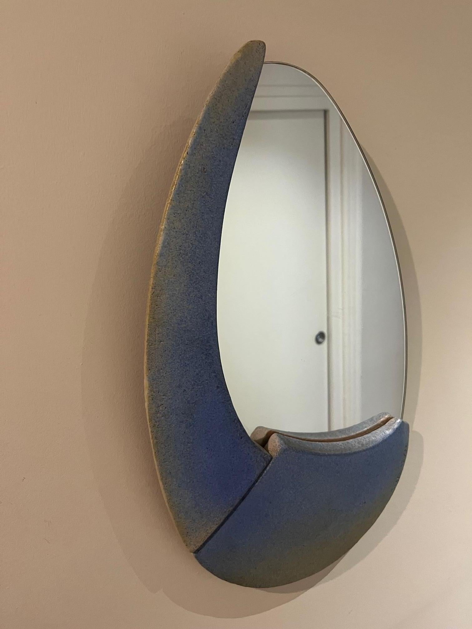 Brutalist Ceramic Mirror by Defer In Good Condition For Sale In Brooklyn, NY