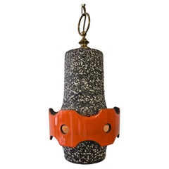 Brutalist Ceramic Pendant Lamp with Lava Glaze, 1960s