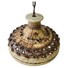 Brutalist Ceramic Pendant Light, France, 1960s–1970s