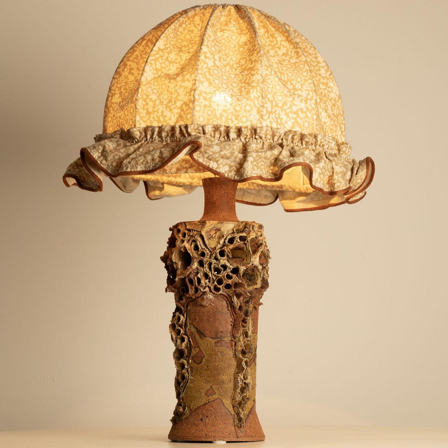 Brutalist Ceramic Table Lamp by Bodil Marie Nielsen, Denmark, 1960s For Sale 4