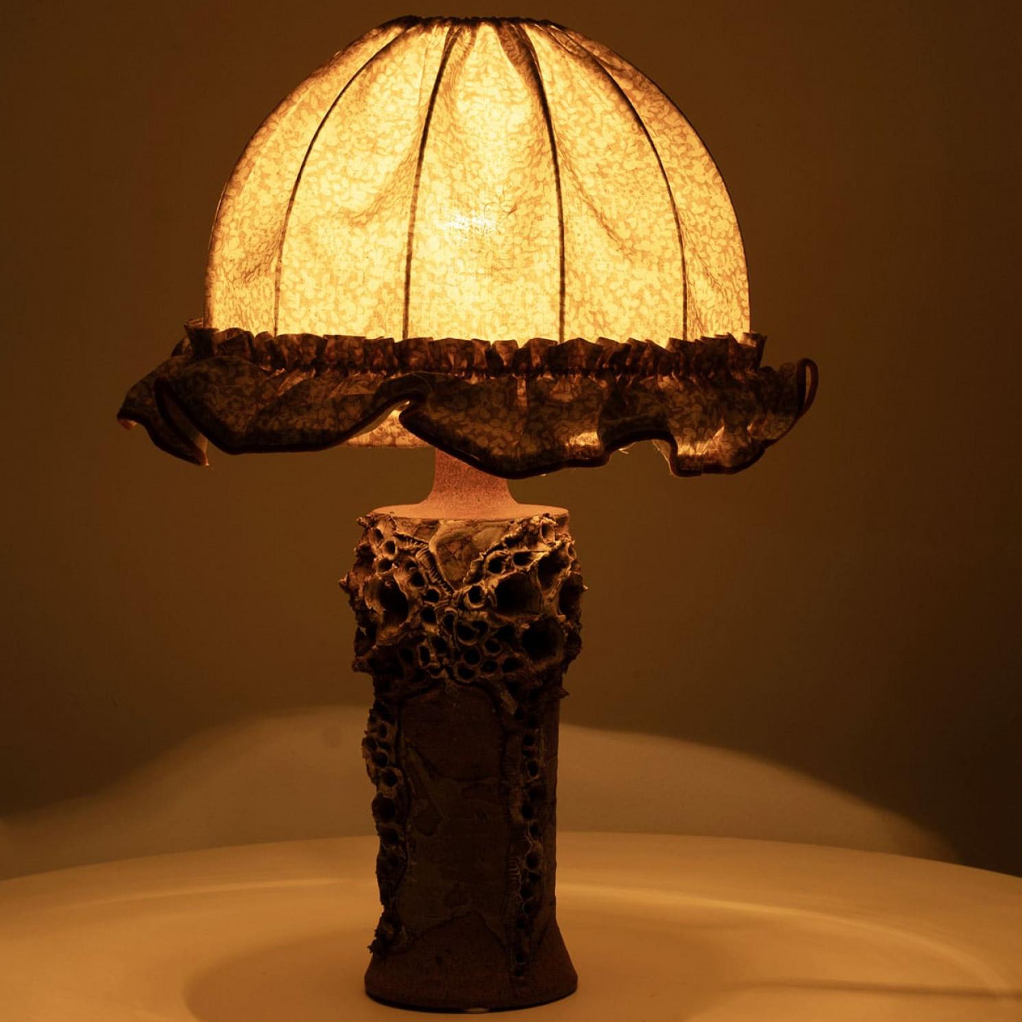 Glazed Brutalist Ceramic Table Lamp by Bodil Marie Nielsen, Denmark, 1960s For Sale