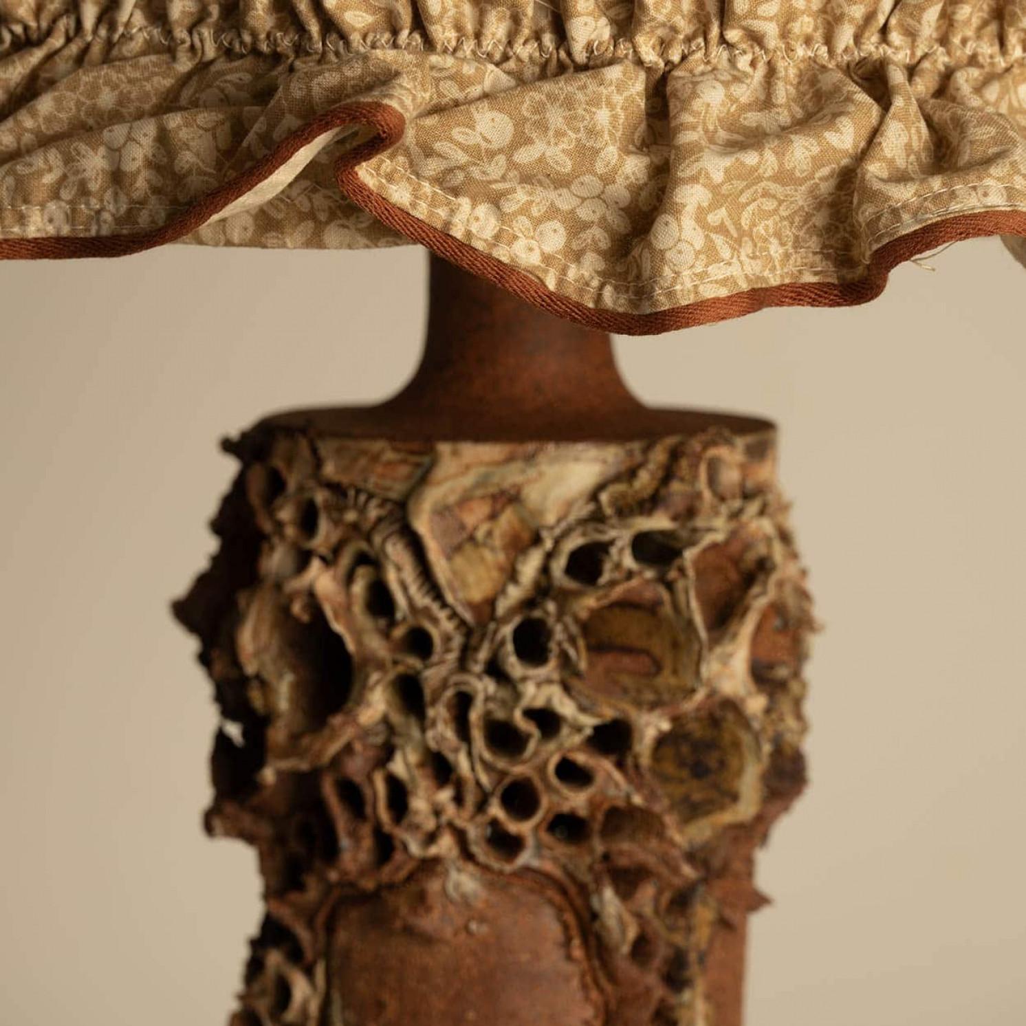 Brutalist Ceramic Table Lamp by Bodil Marie Nielsen, Denmark, 1960s In Good Condition For Sale In Rijssen, NL