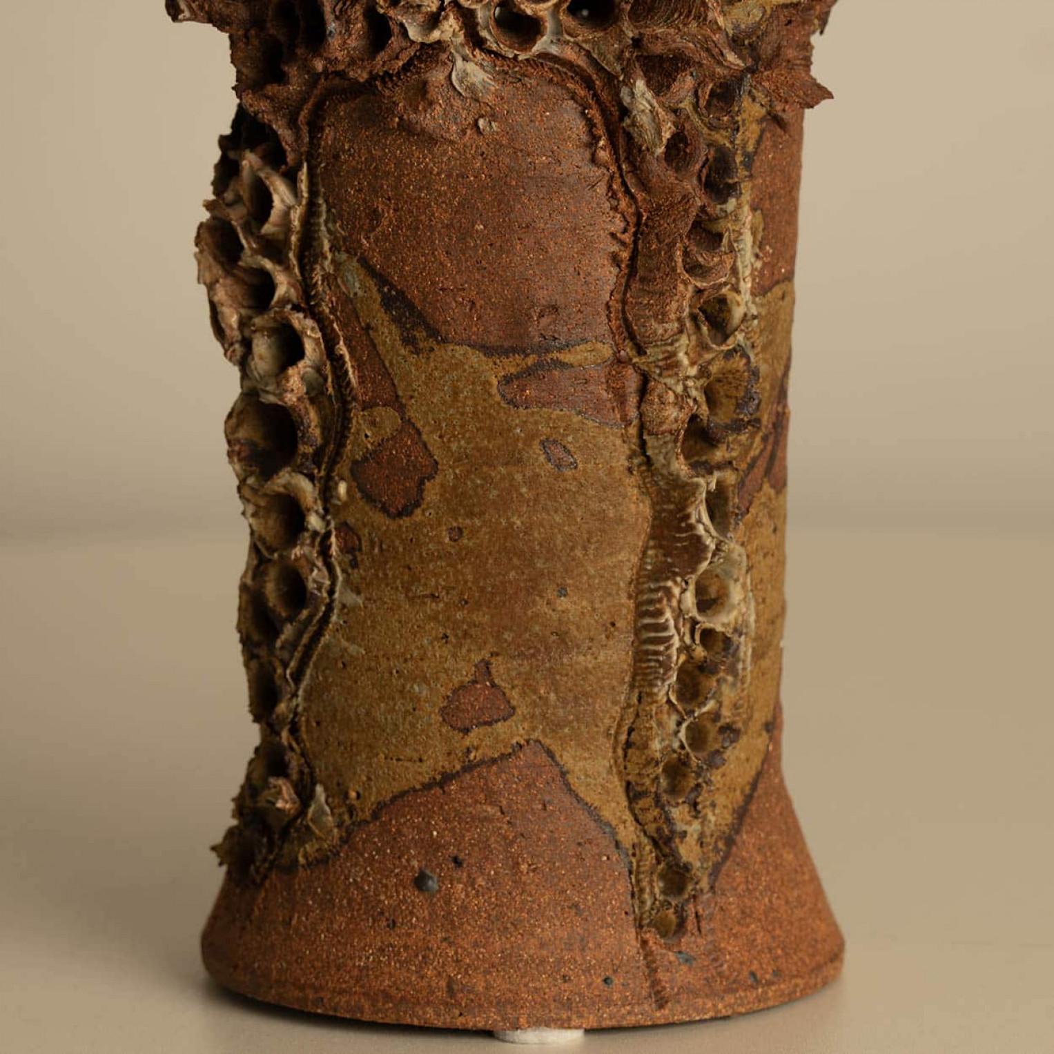Brutalist Ceramic Table Lamp by Bodil Marie Nielsen, Denmark, 1960s For Sale 1