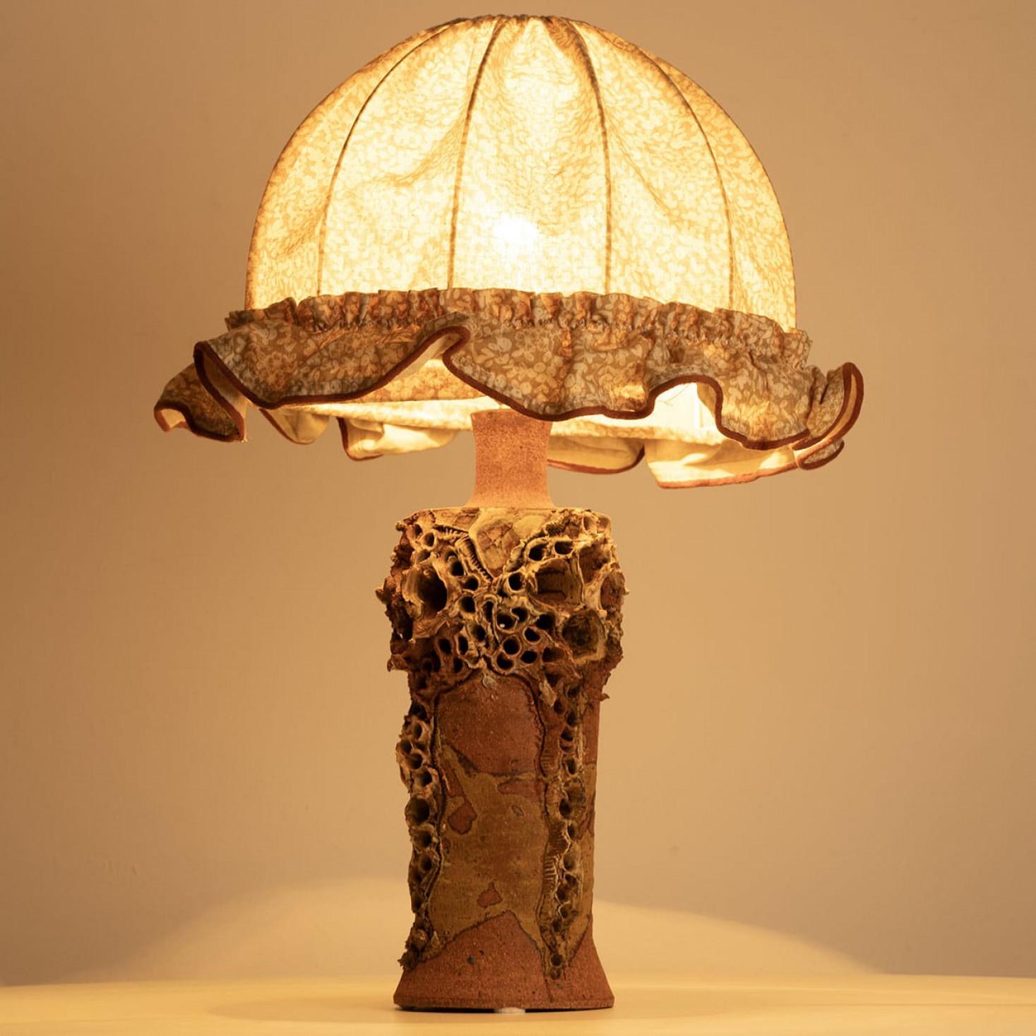 Brutalist Ceramic Table Lamp by Bodil Marie Nielsen, Denmark, 1960s For Sale 2