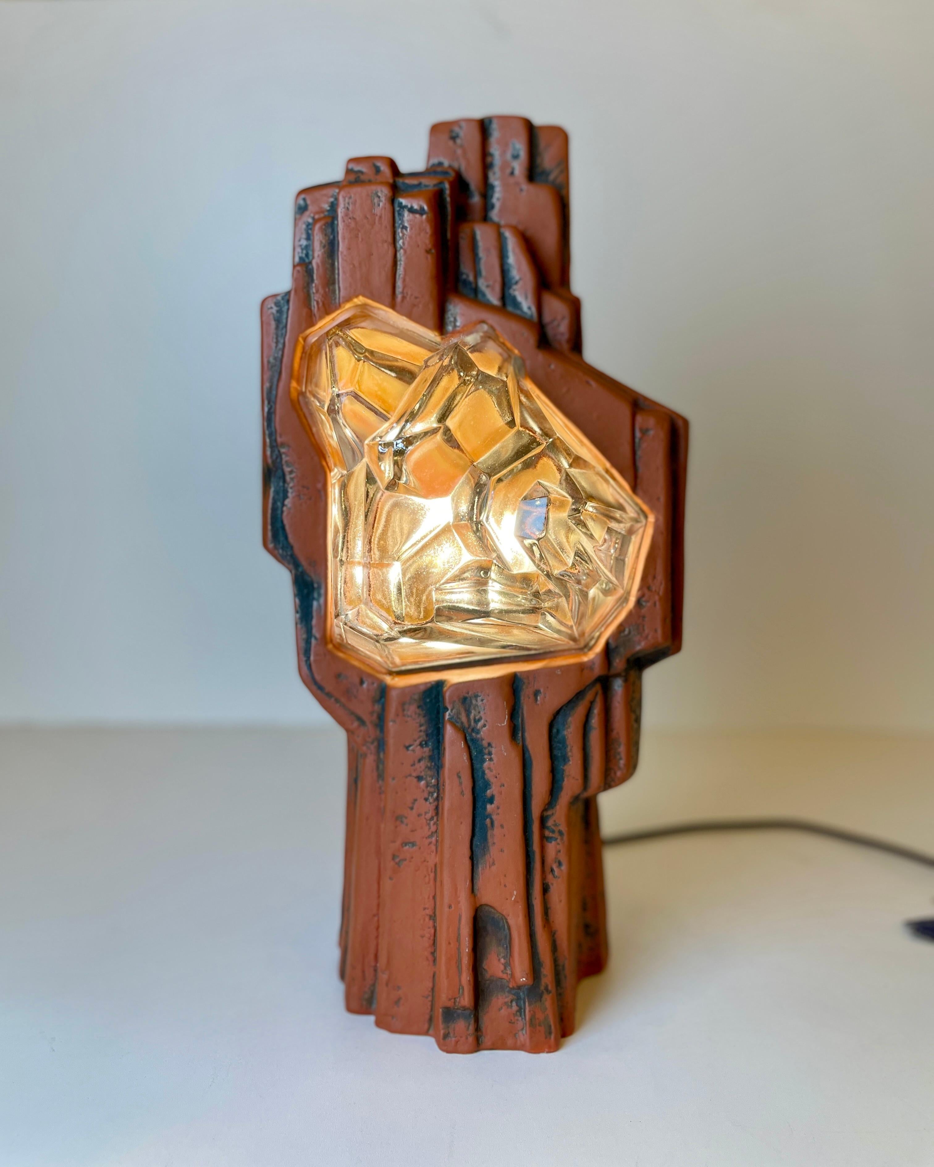 German Brutalist Ceramic Table Lamp From The 60'S For Sale