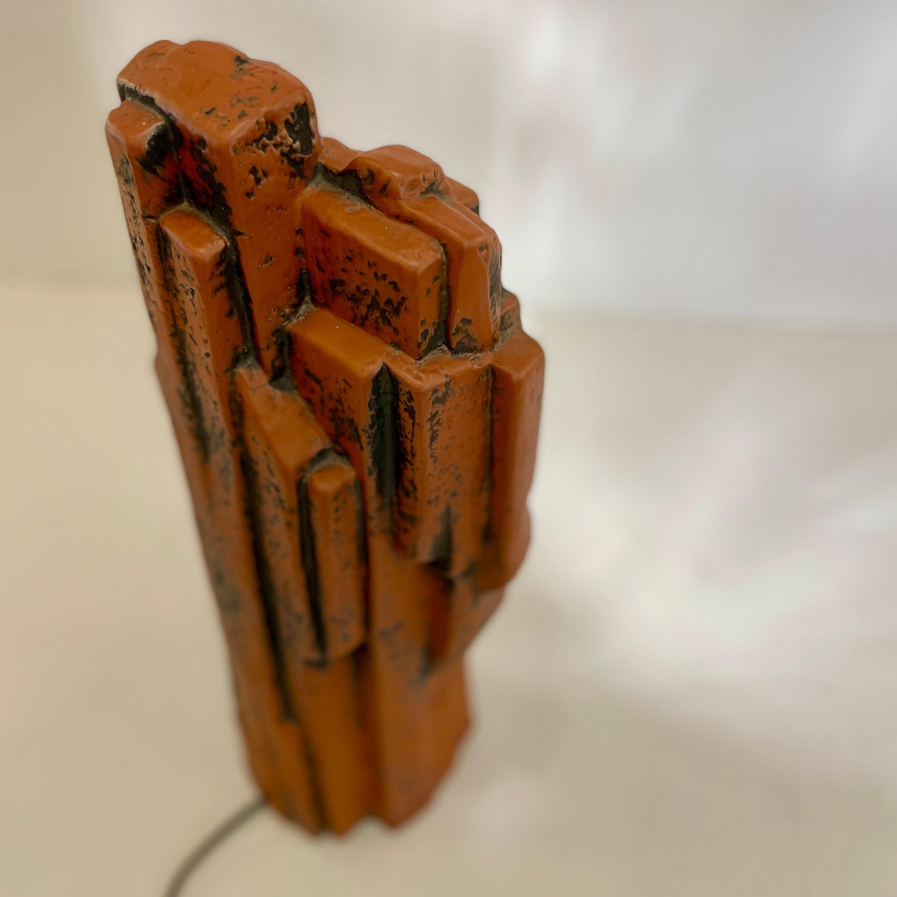 Metal Brutalist Ceramic Table Lamp From The 60'S For Sale
