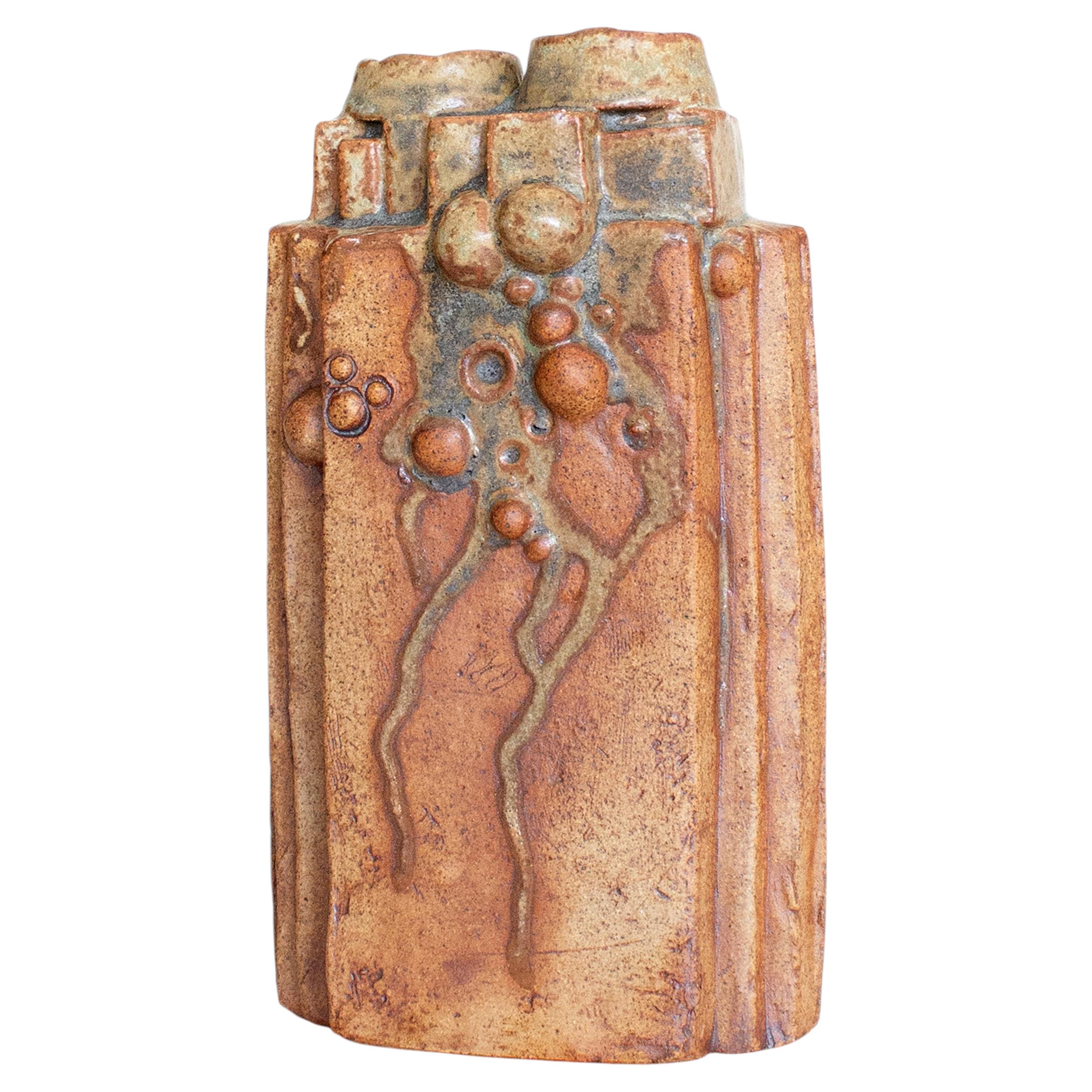 Brutalist Ceramic Vase by Bernard Rooke, England, 1970s, Signed For Sale