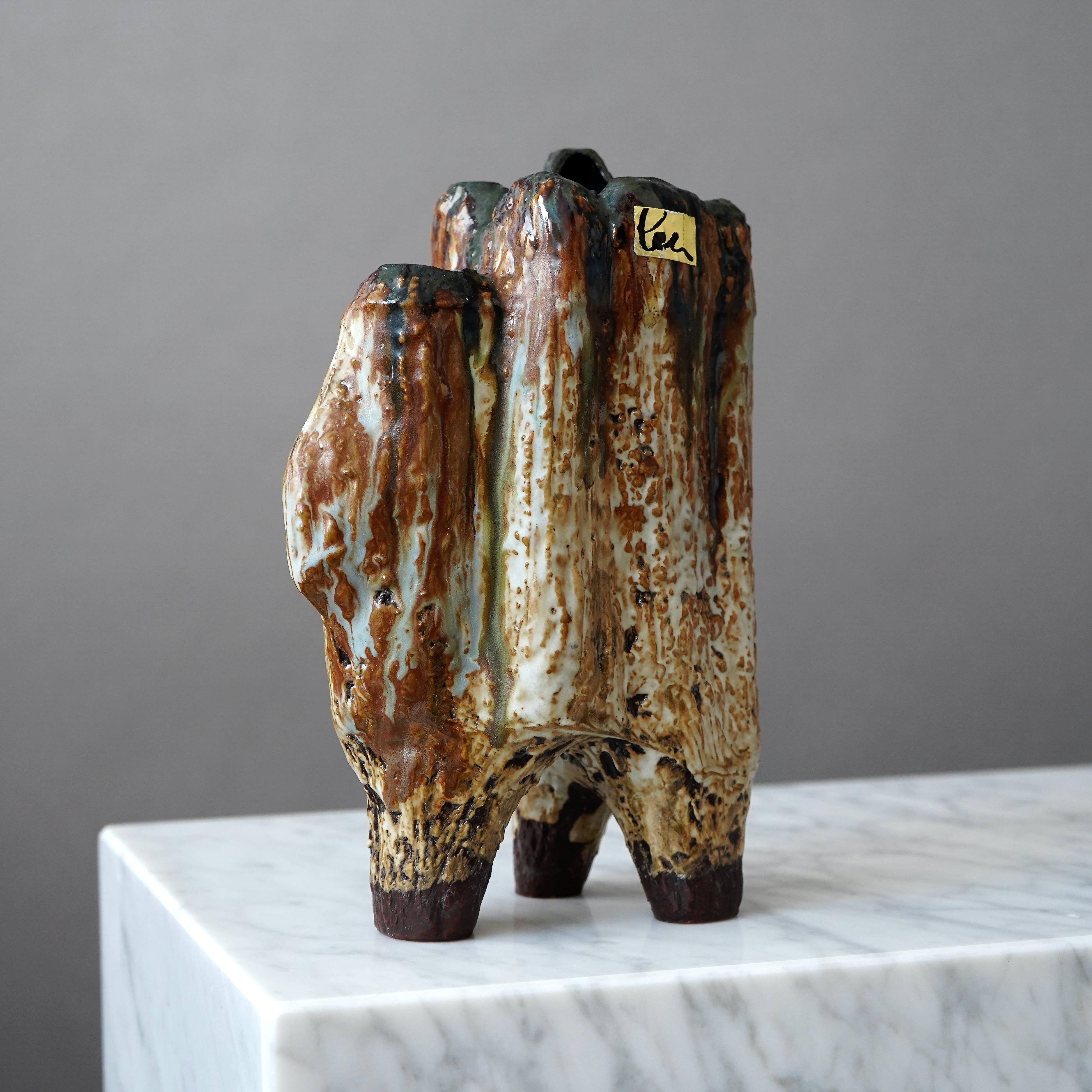 Brutalist Ceramic Vase by Helmut Friedrich Schäffenacker. Germany, 1960s For Sale 5