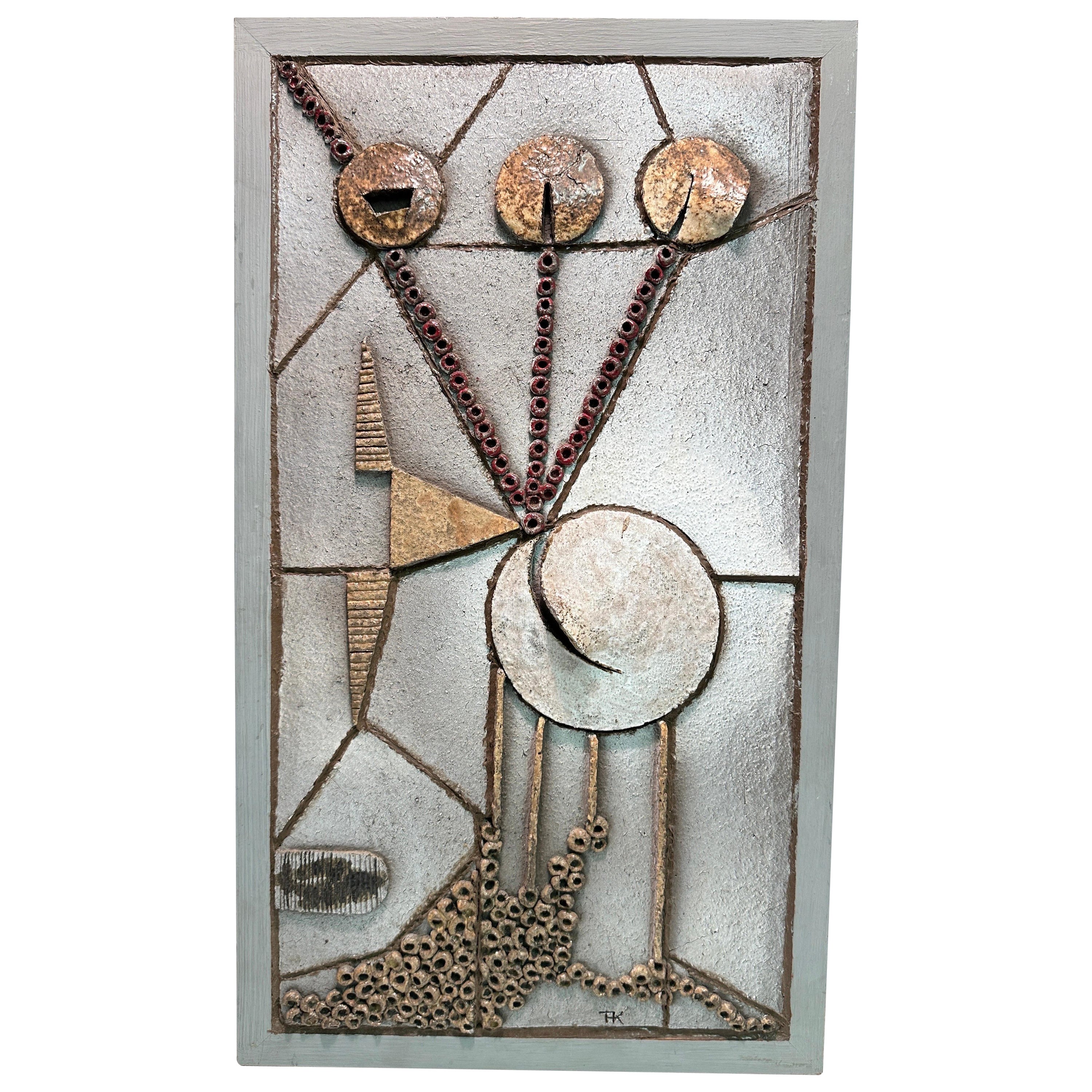 Brutalistische Wandskulptur aus Keramik