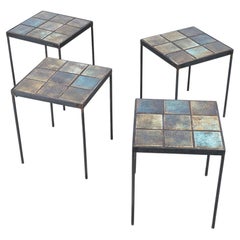 Retro Brutalist Ceramics Tables Style Les 2 Potiers France, circa 1960