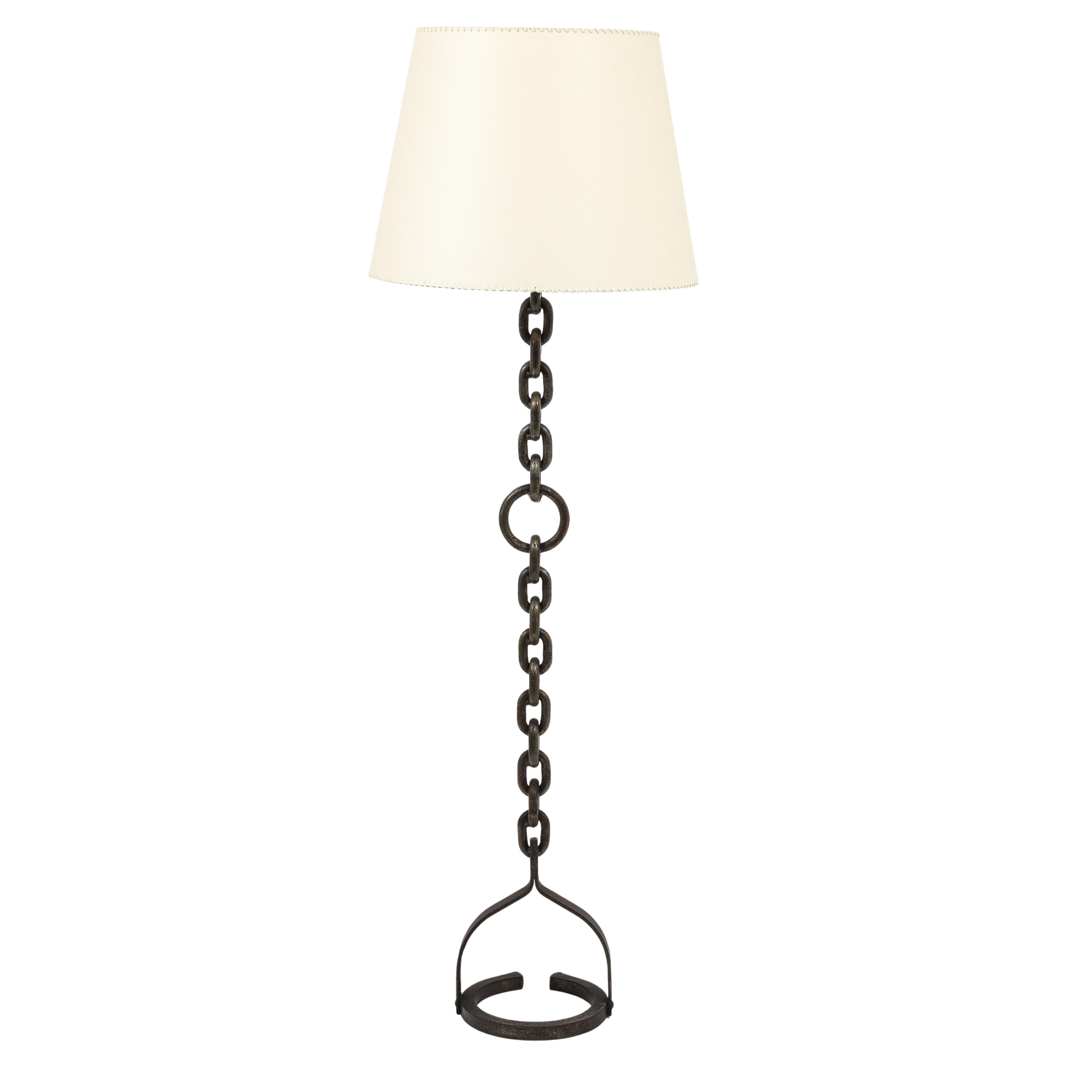 Brutalist Chain Floor Lamp, France 1950's