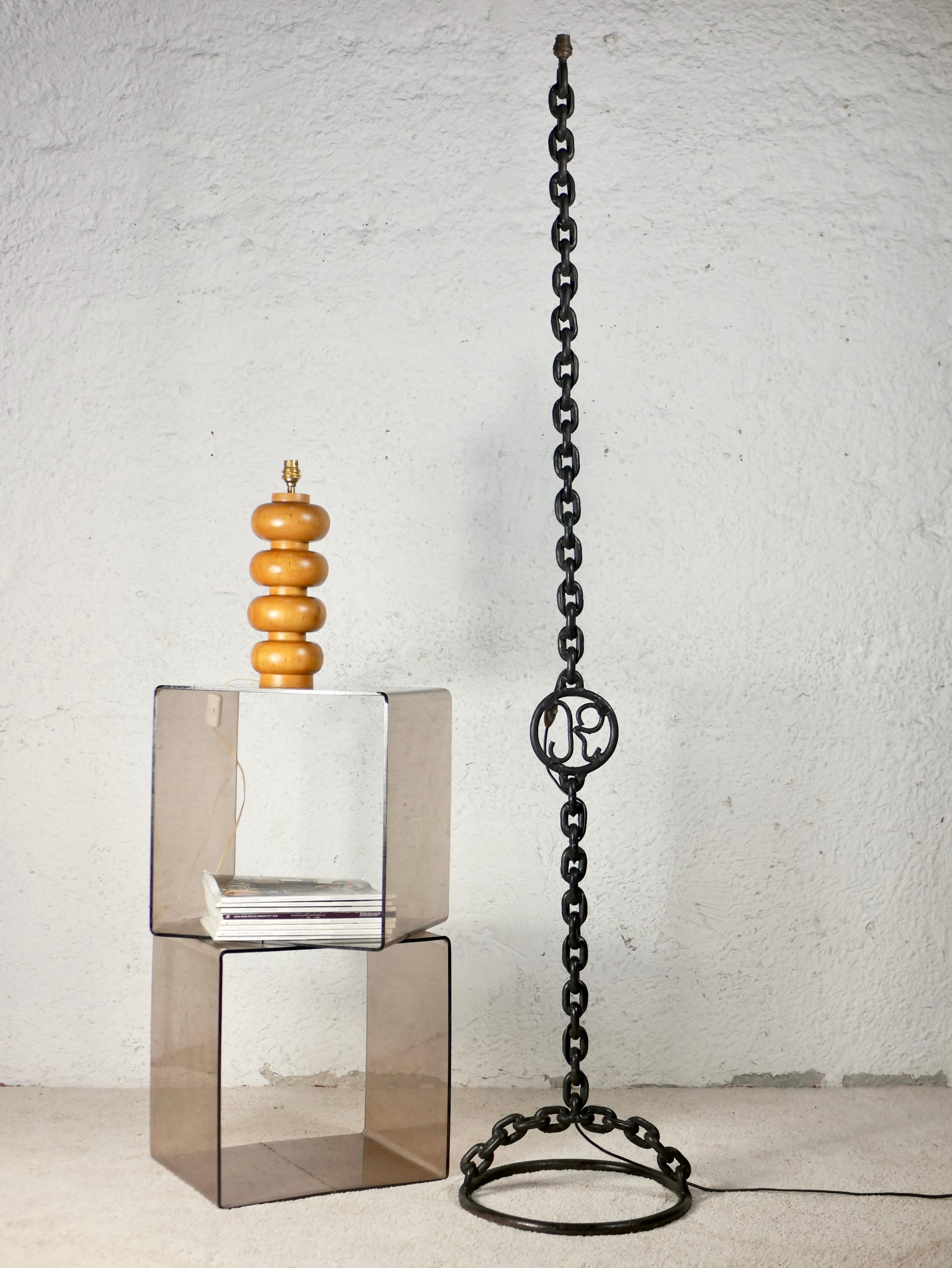 Brutalist chain giant floor lamp from France, 1940 For Sale 5