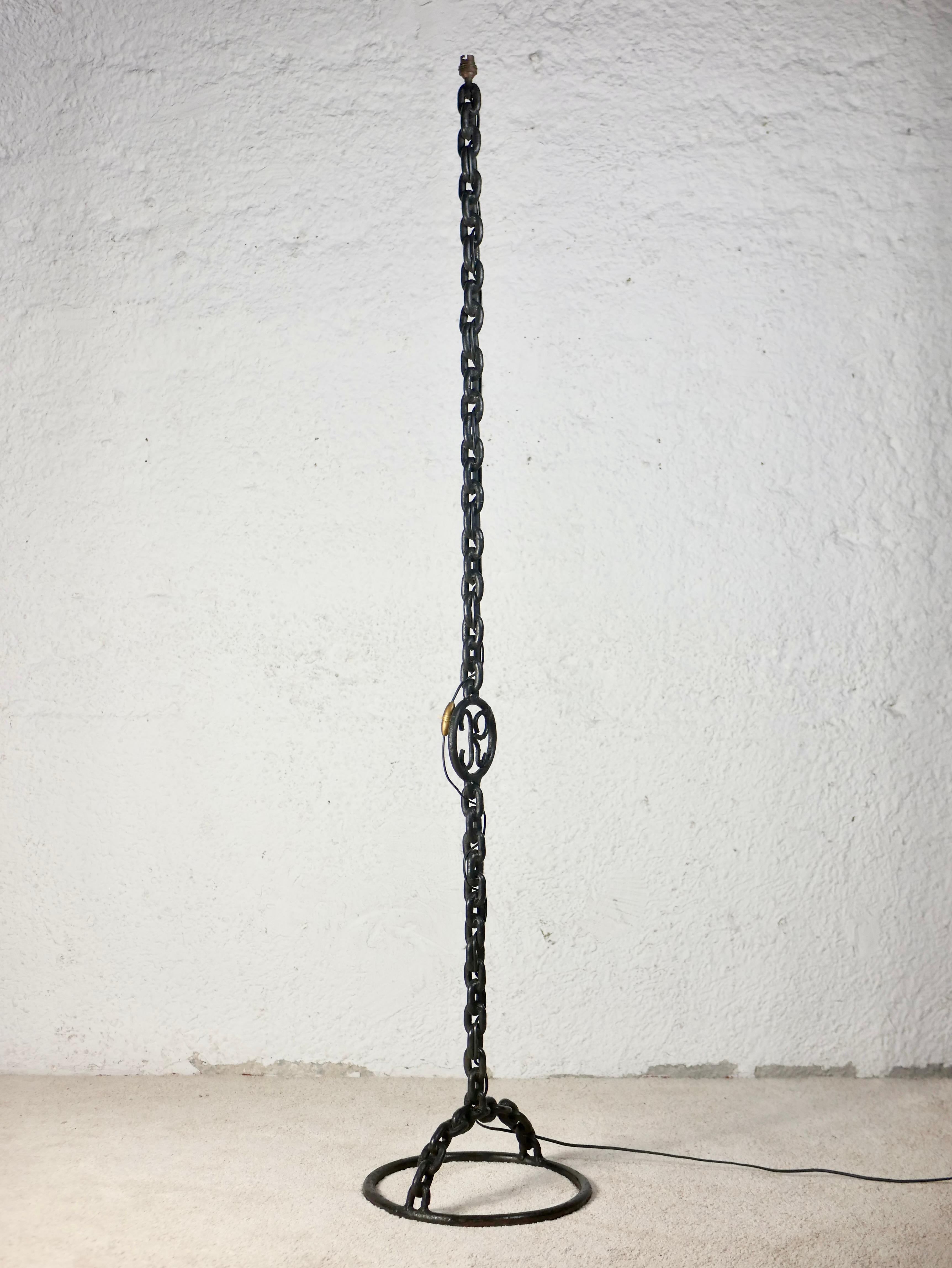 Brutalist chain giant floor lamp from France, 1940 For Sale 6