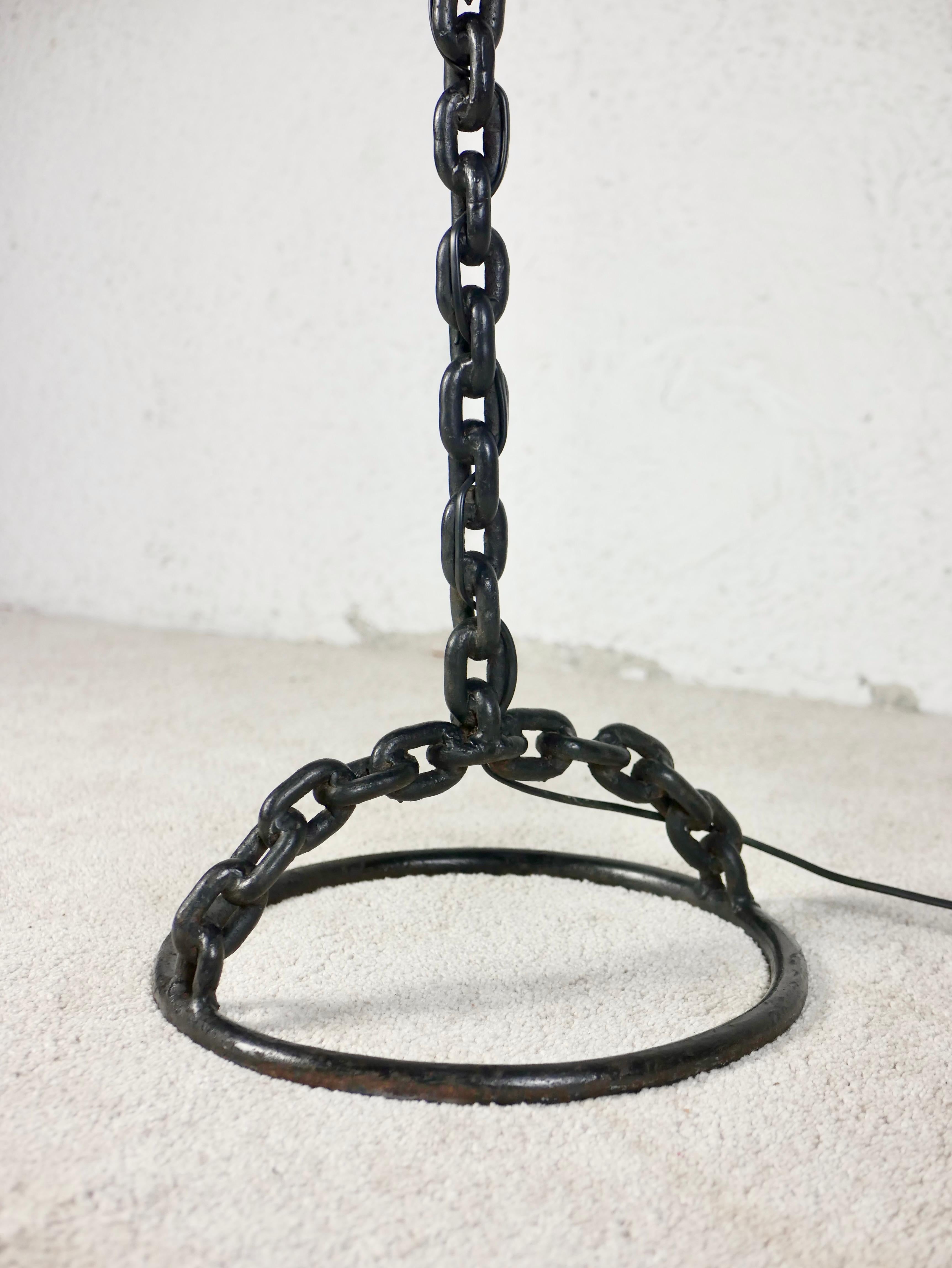 Brutalist chain giant floor lamp from France, 1940 For Sale 7