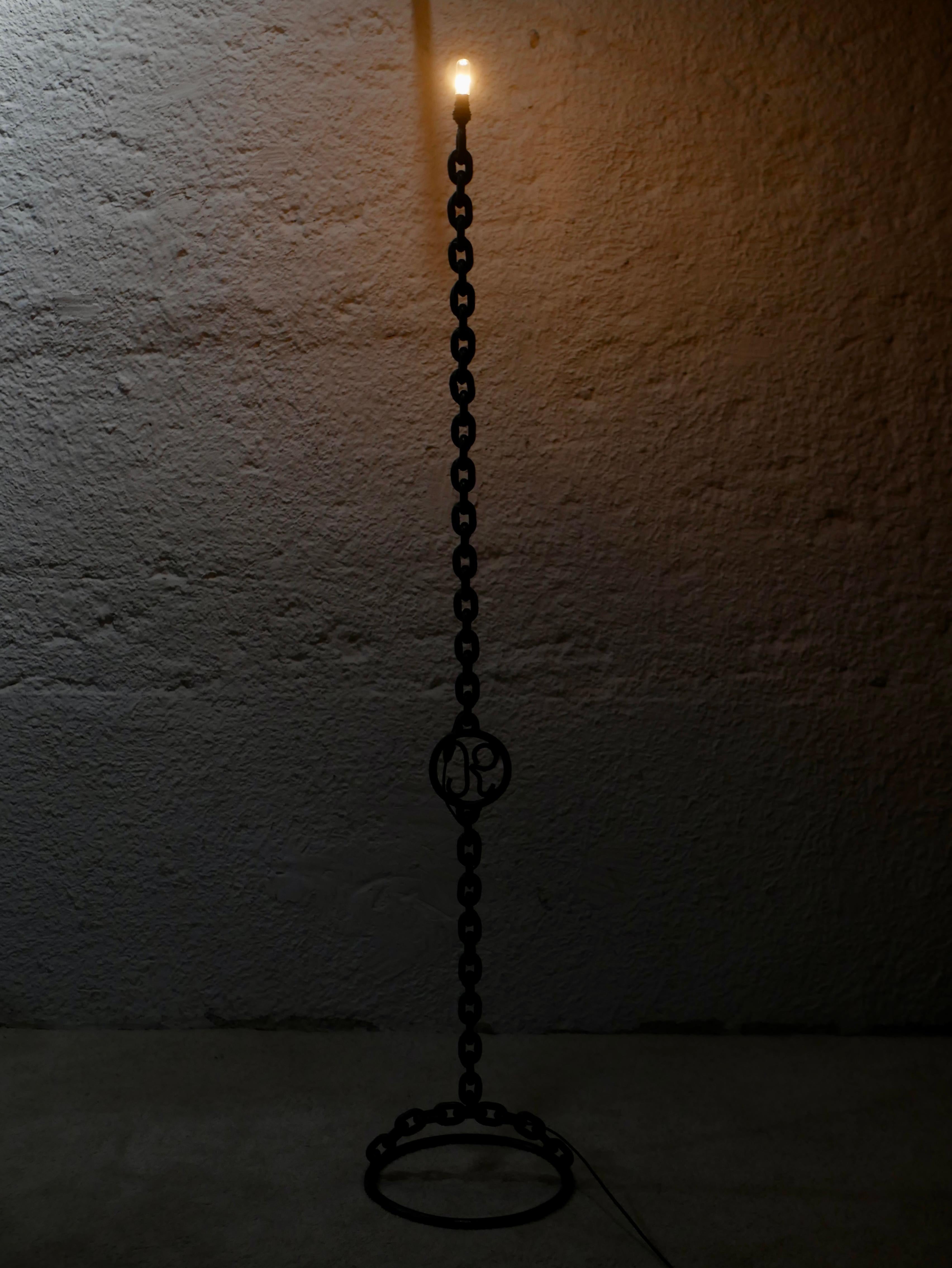 Brutalist chain giant floor lamp from France, 1940 For Sale 8