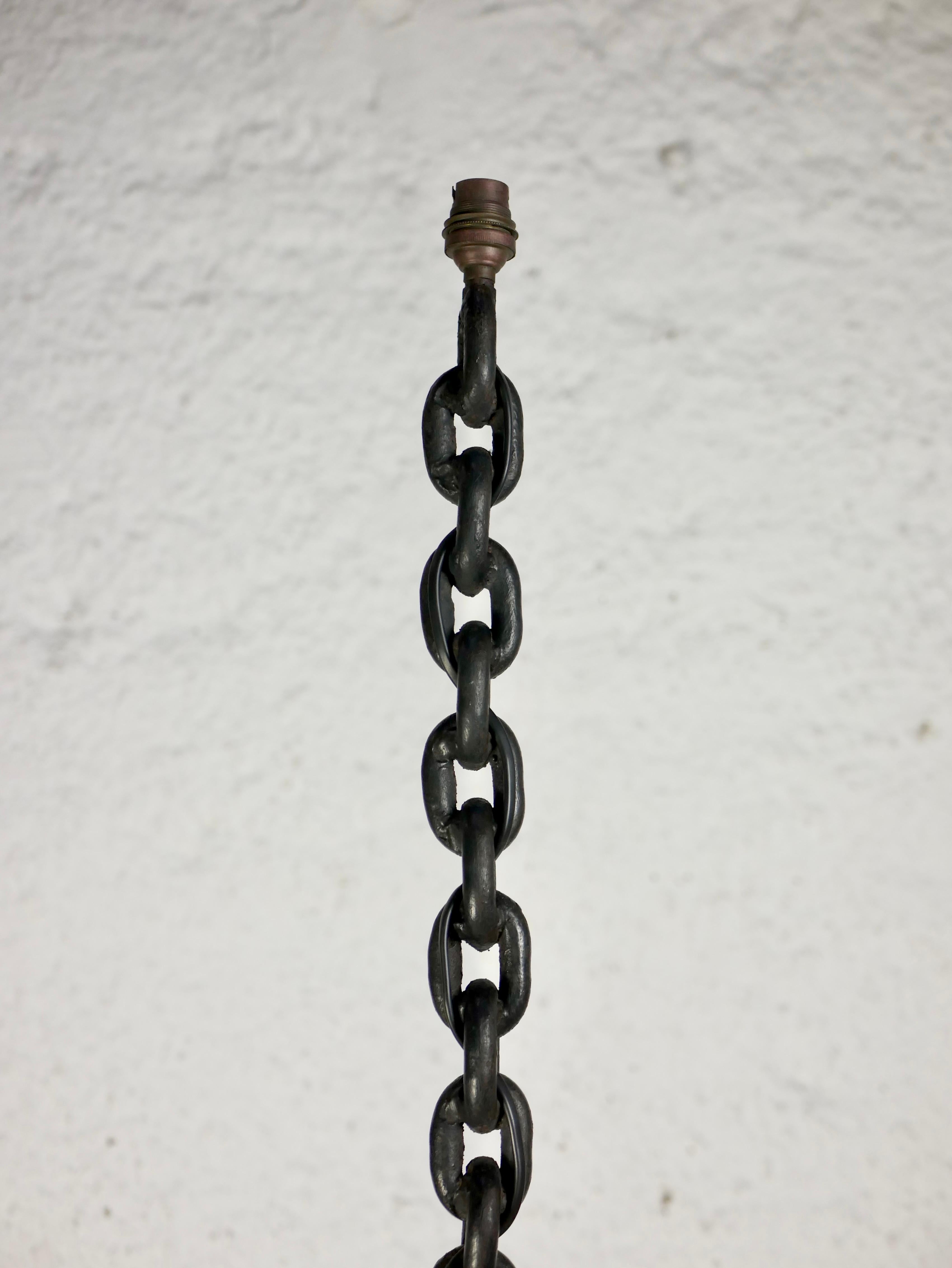 Wrought Iron Brutalist chain giant floor lamp from France, 1940 For Sale