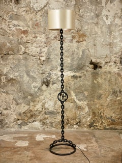Brutalist chain giant floor lamp from France, 1940