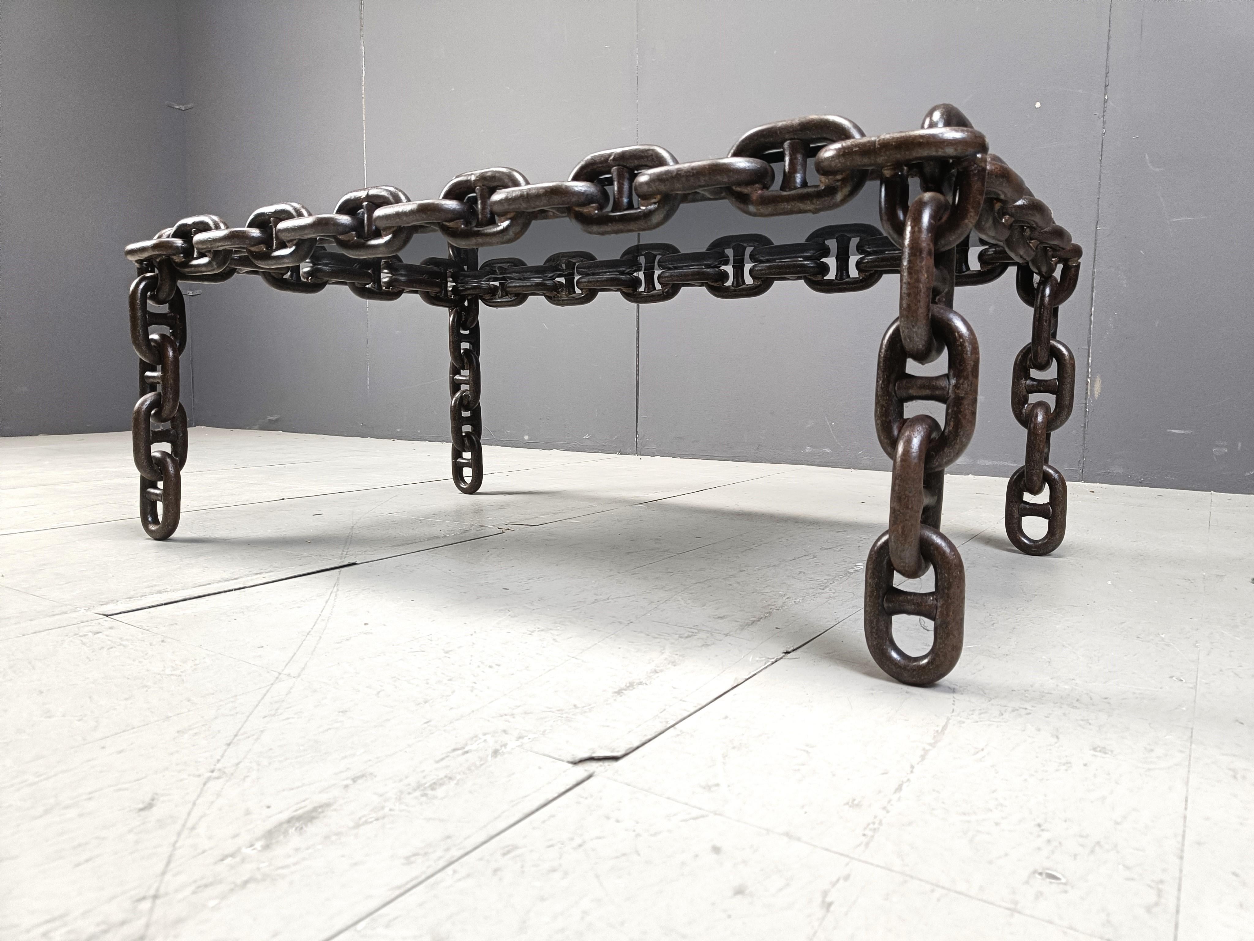 Late 20th Century Brutalist chain link coffee table, 1970s