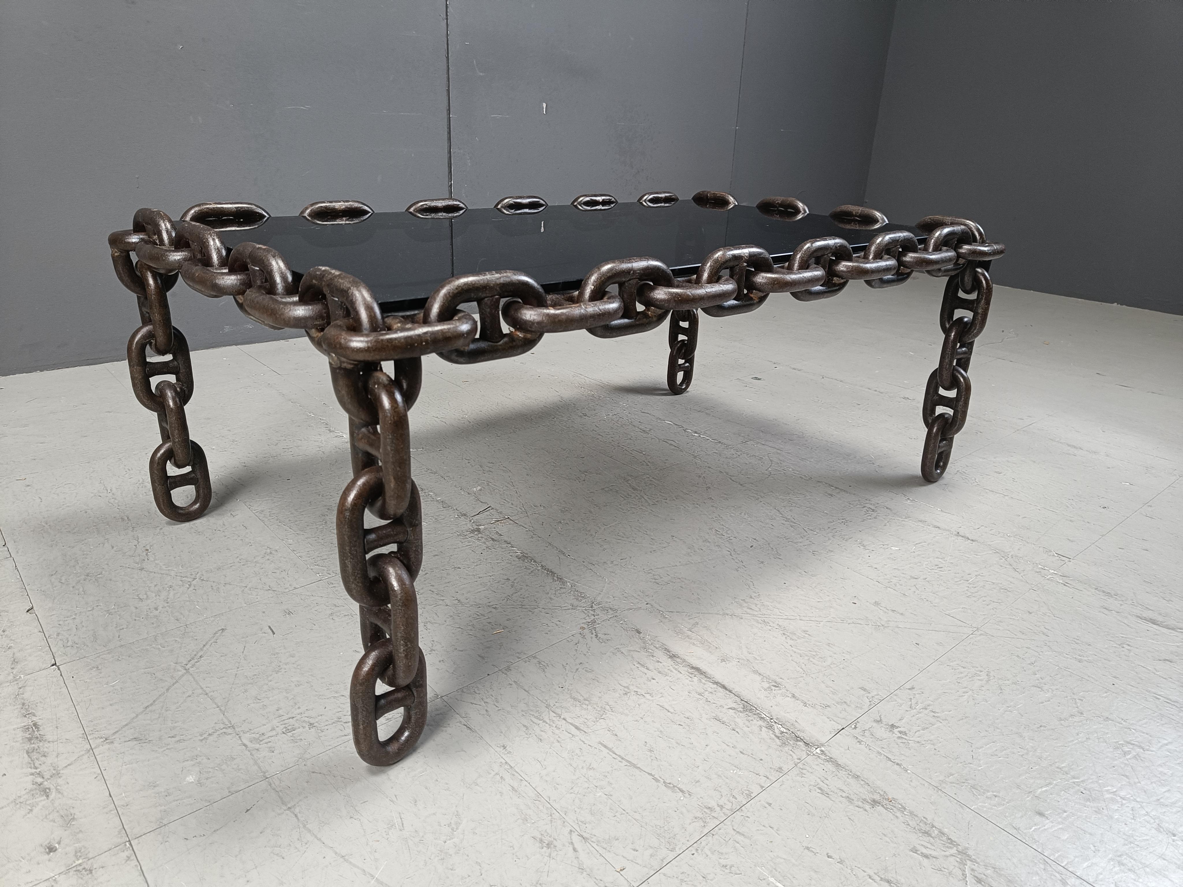 Brutalist chain link coffee table, 1970s 2