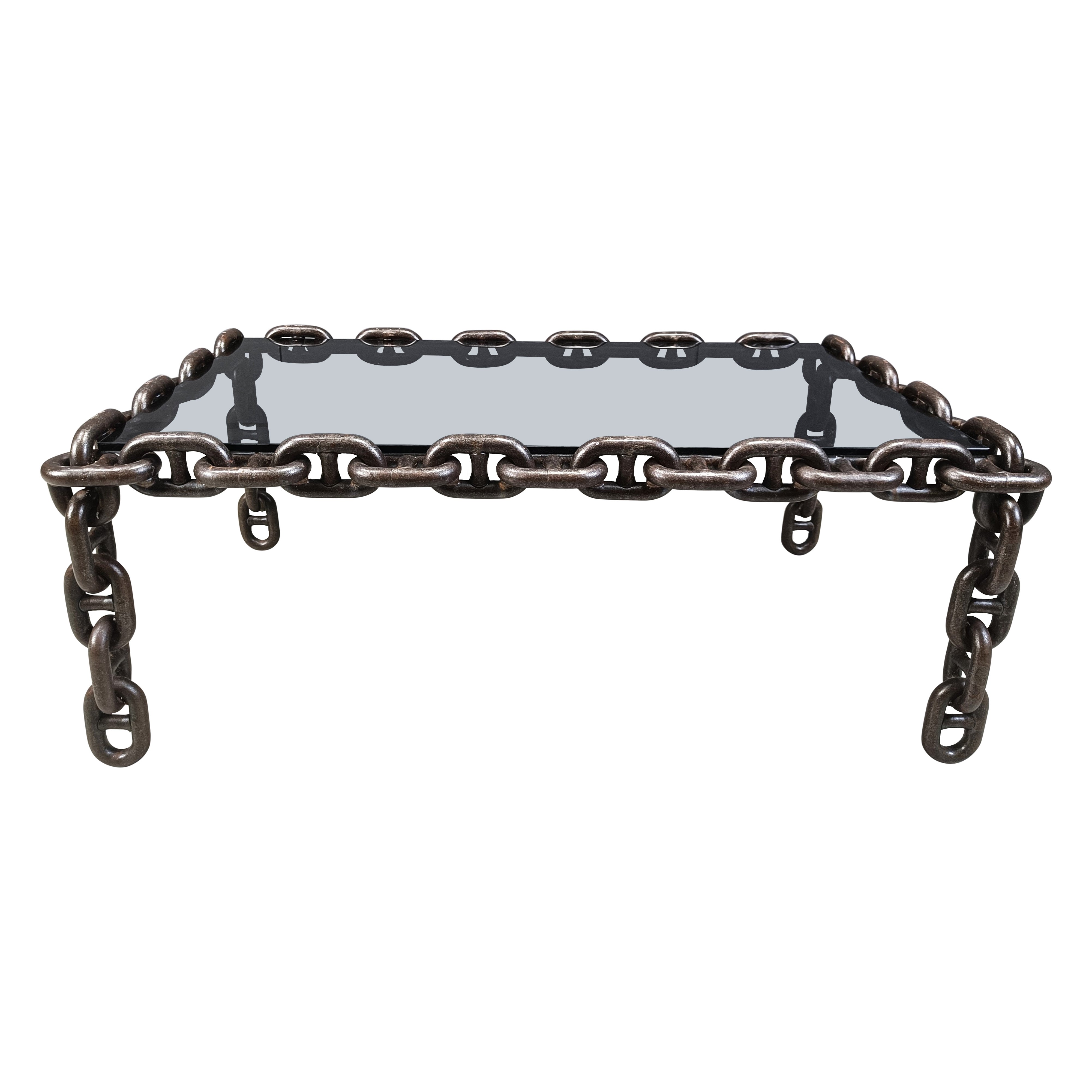 Brutalist chain link coffee table, 1970s