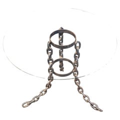 Brutalist chain link coffee table or side table, 1970s