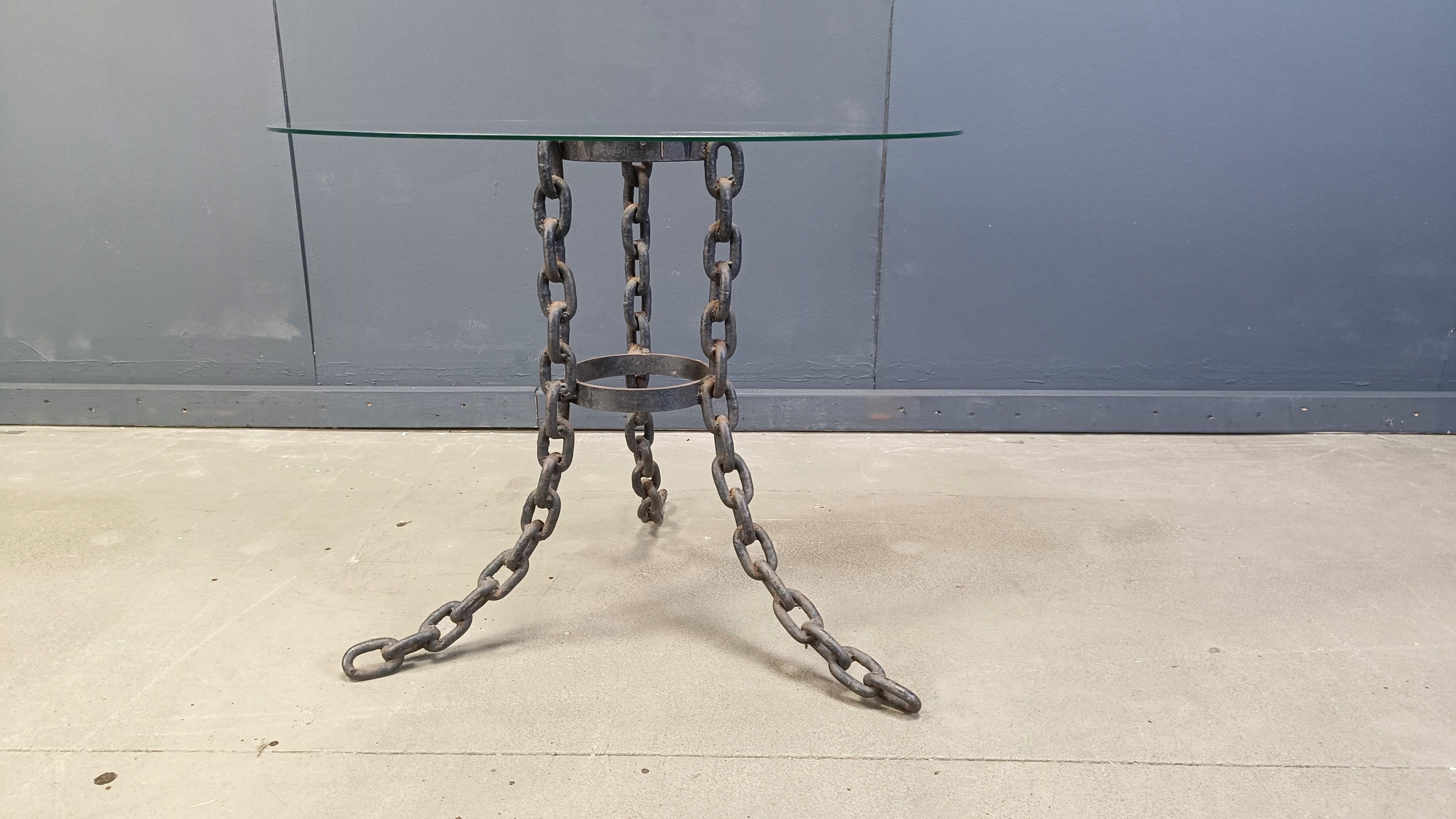 Brutalist chain link coffee table or side table, 1970s For Sale at 1stDibs