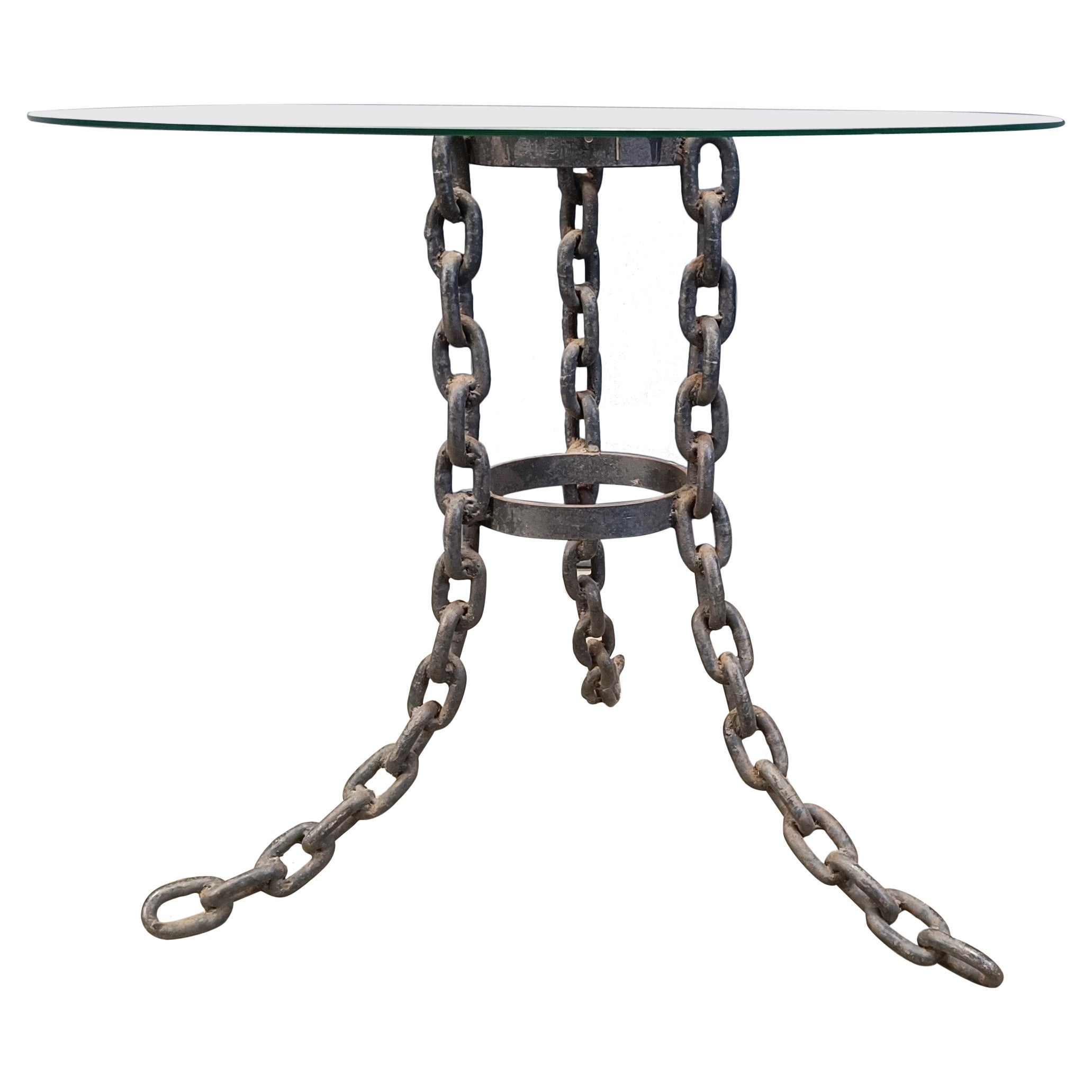 Brutalist chain link coffee table or side table, 1970s For Sale