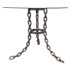 Brutalist chain link coffee table or side table, 1970s Brutalist chain link coffee table or side table, 1970s