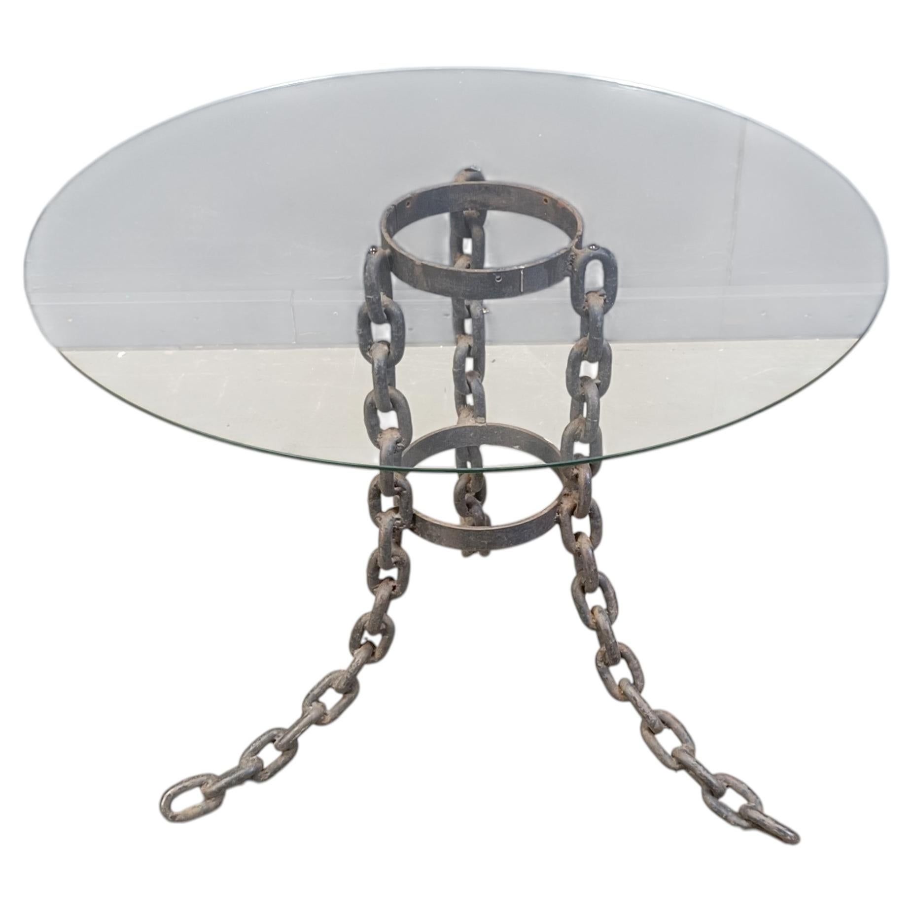 Brutalist chain link coffee table or side table, 1970s For Sale