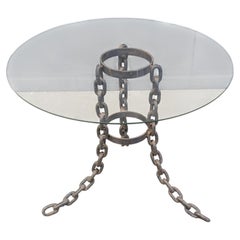 Brutalist chain link coffee table or side table, 1970s