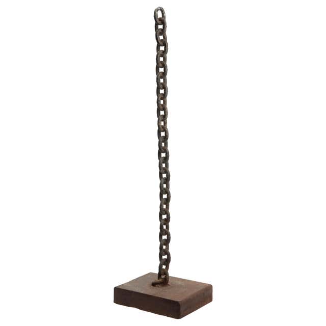 Spanish 1950s Brutalist Chain Link Candle Holder in Wrought Iron For ...