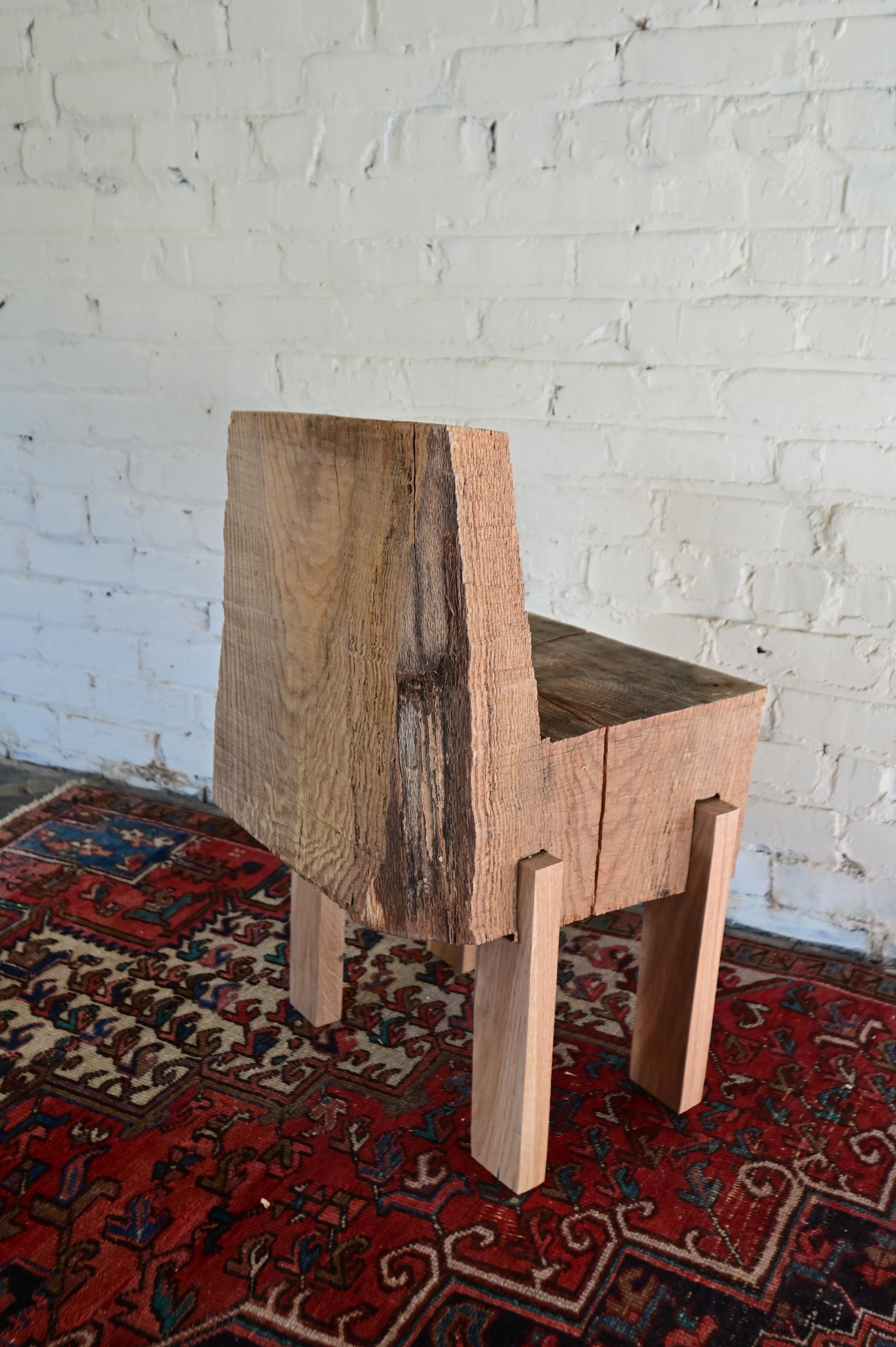 Original design Brutalist chainsawed chair, made from oak. Very sturdy and heavy, and surprisingly comfortable. 17