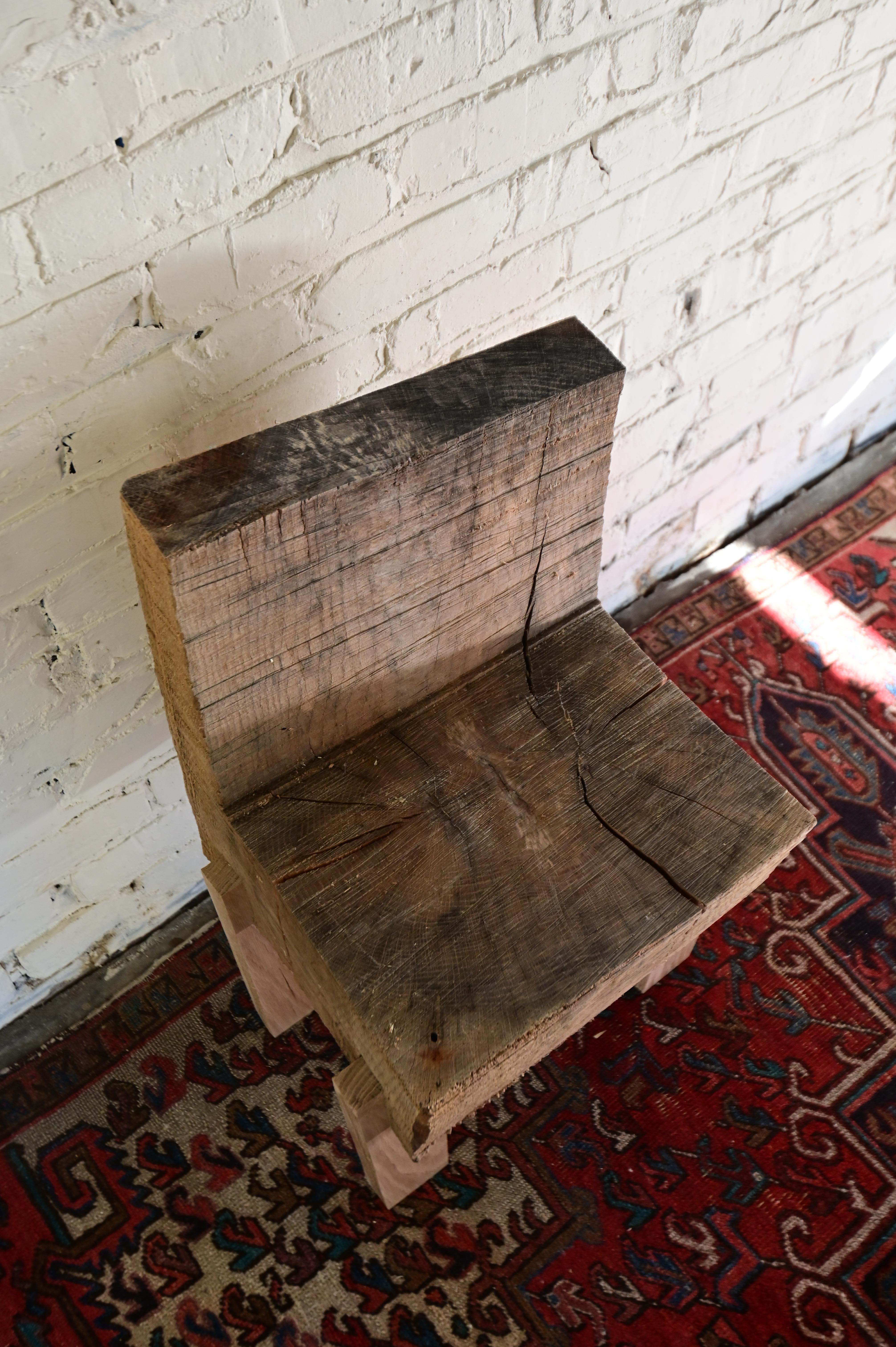 Hand-Carved Brutalist Chainsawed Chair For Sale