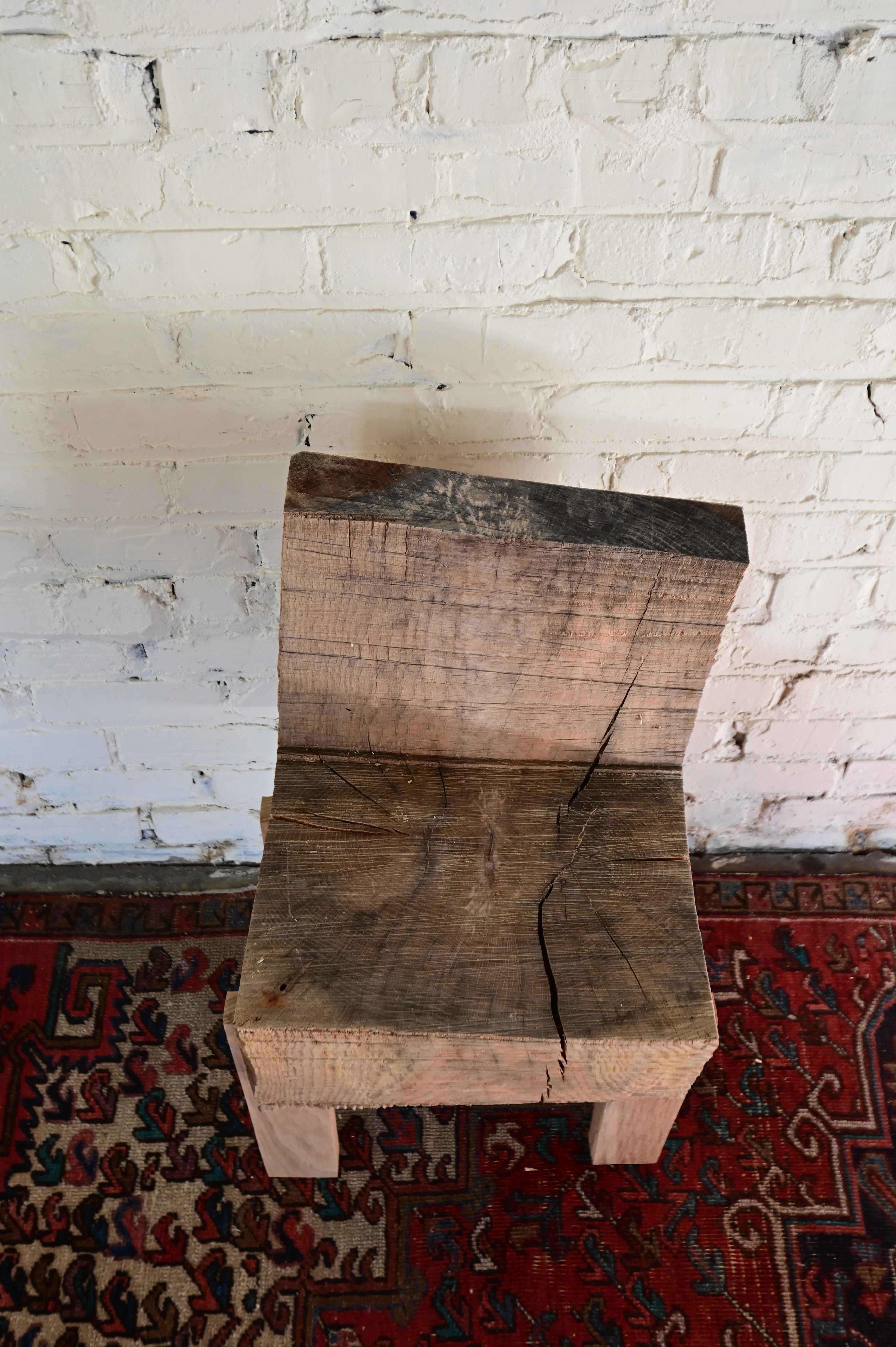 Wood Brutalist Chainsawed Chair For Sale