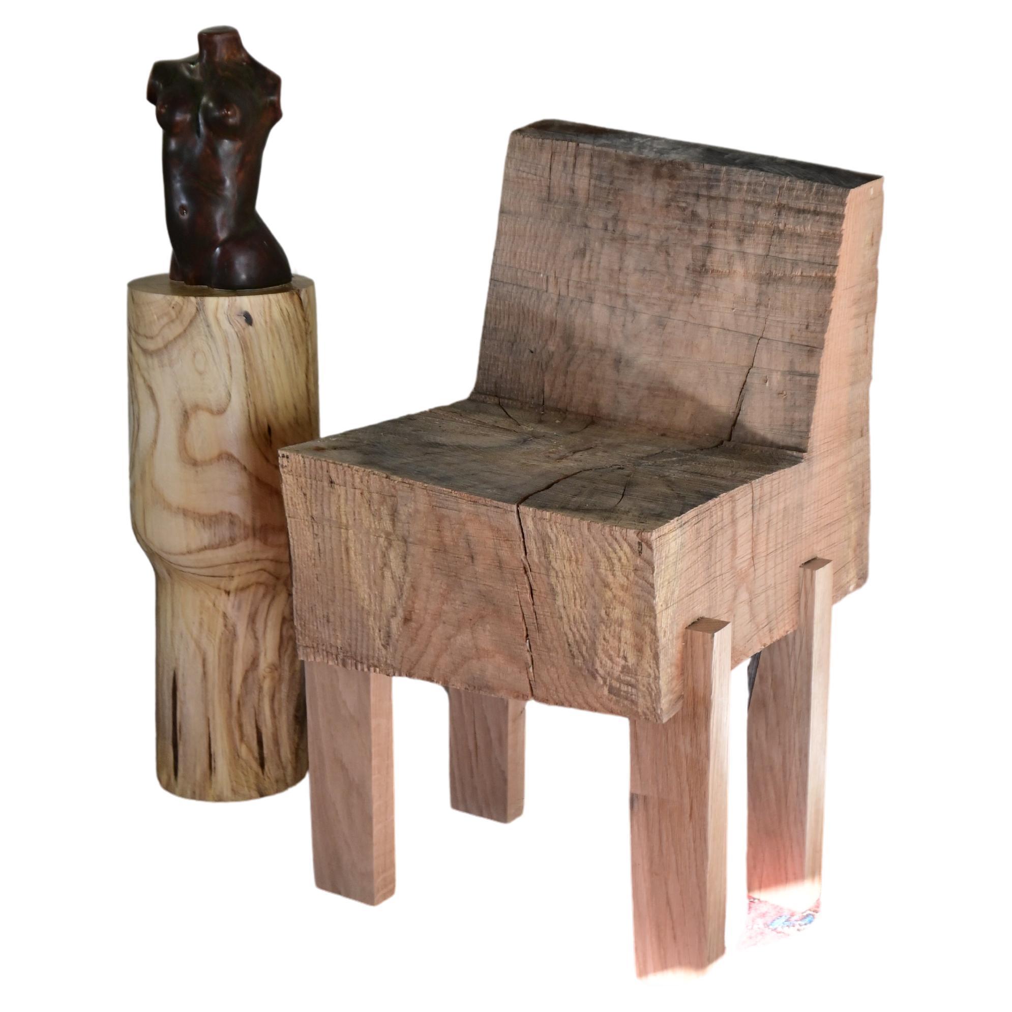 Brutalist Chainsawed Chair For Sale