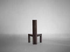 Brutalist Chair, Collectible Design, Solid Dark Brown Oak, Trigon by Mokko