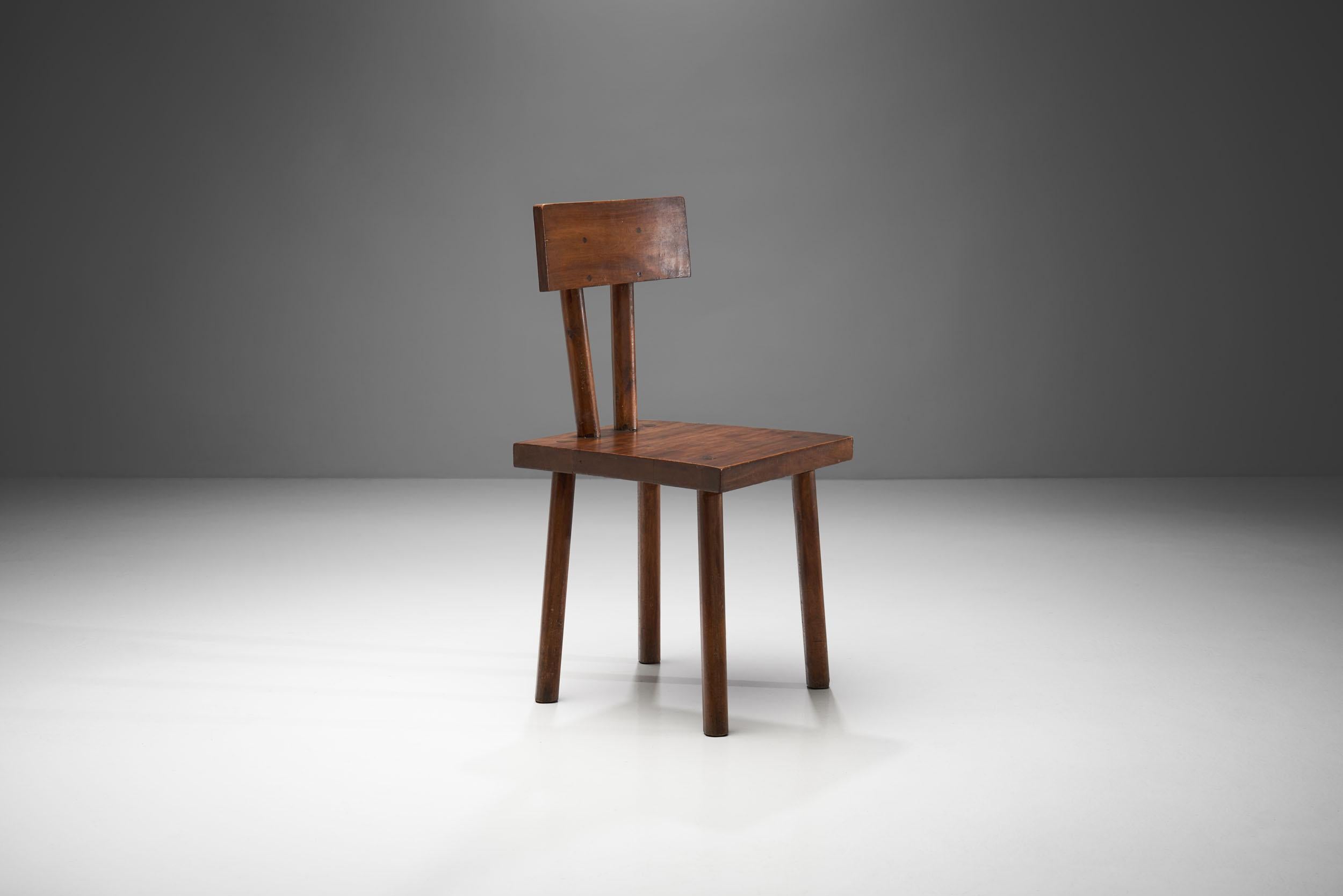 Wood Brutalist Chair, France, circa 1950s