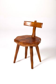 Chaise brutaliste en bois d'olivier, années 1960