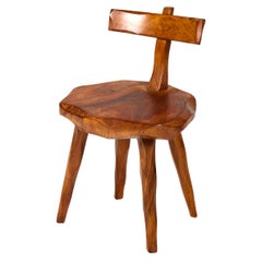 Brutalist Chair In Olive Wood, 1960s