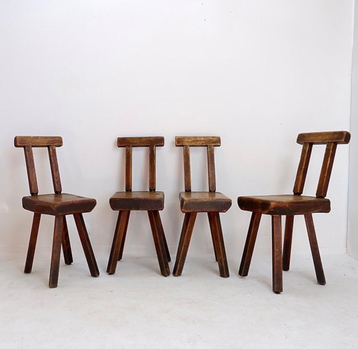 Sedie brutaliste , Belgio, anni '60, Set di 4 in vendita 5