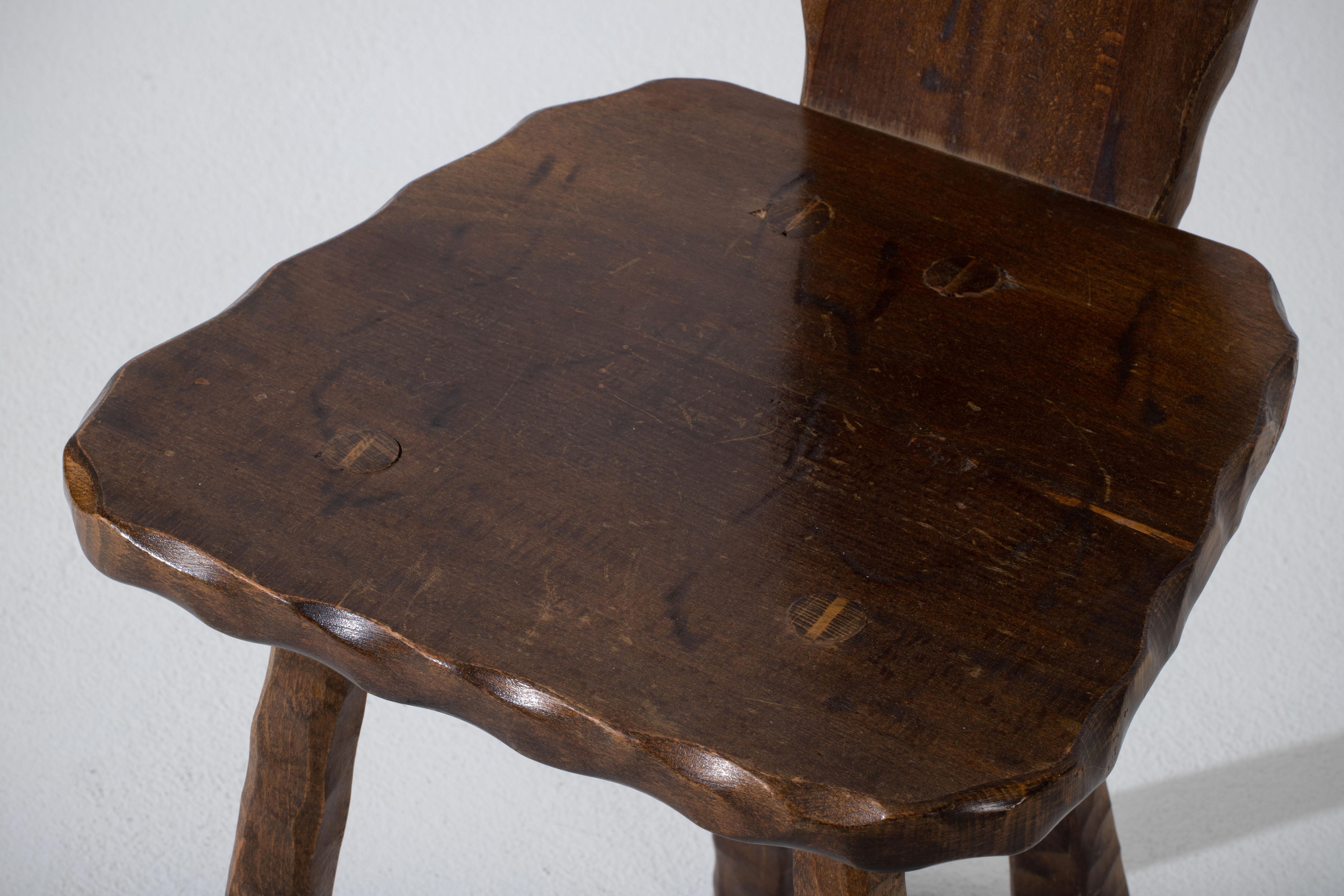 Oak Brutalist Chair, France, 1940 For Sale