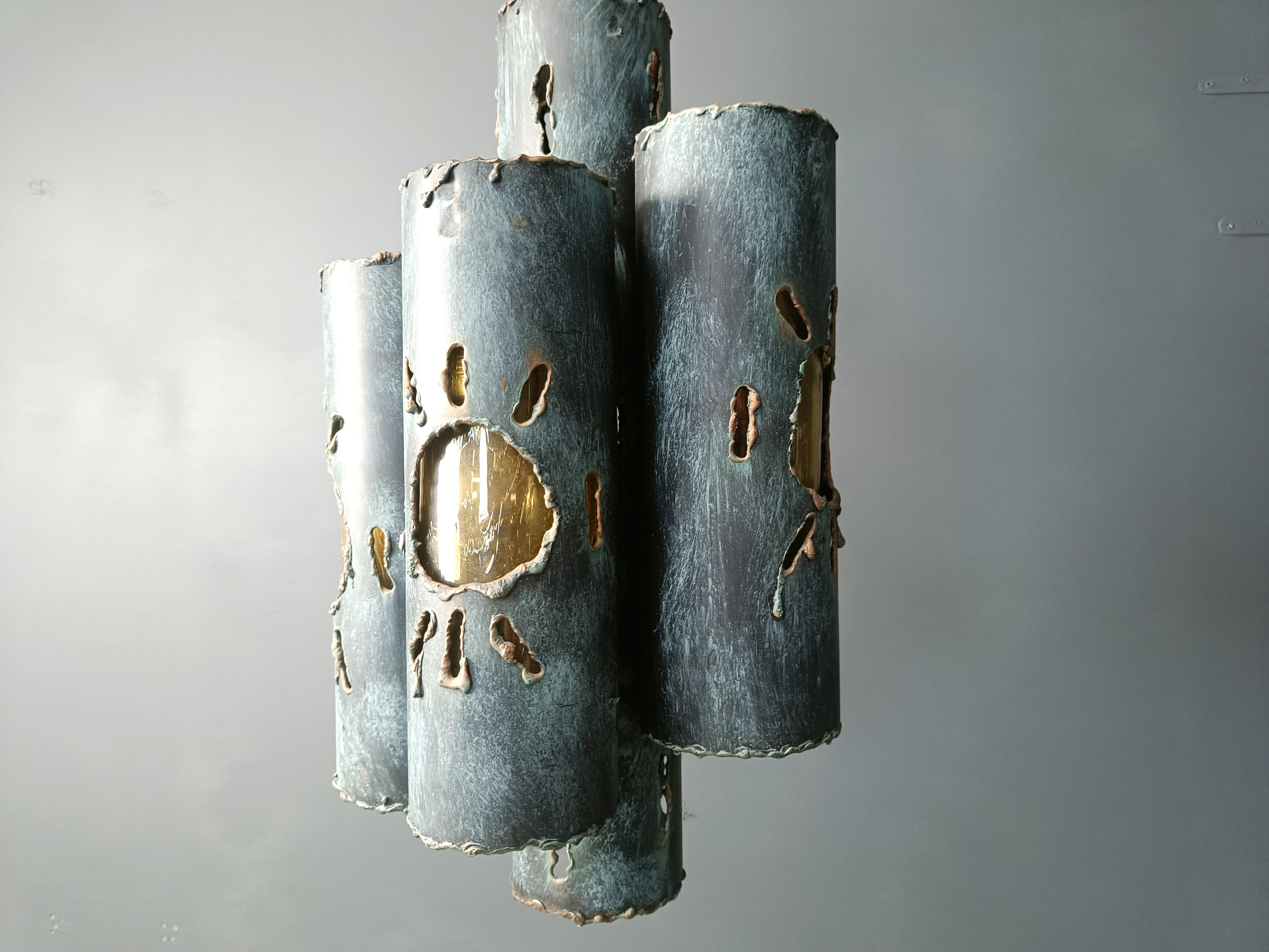 Brutalist chandelier, 1960s 4
